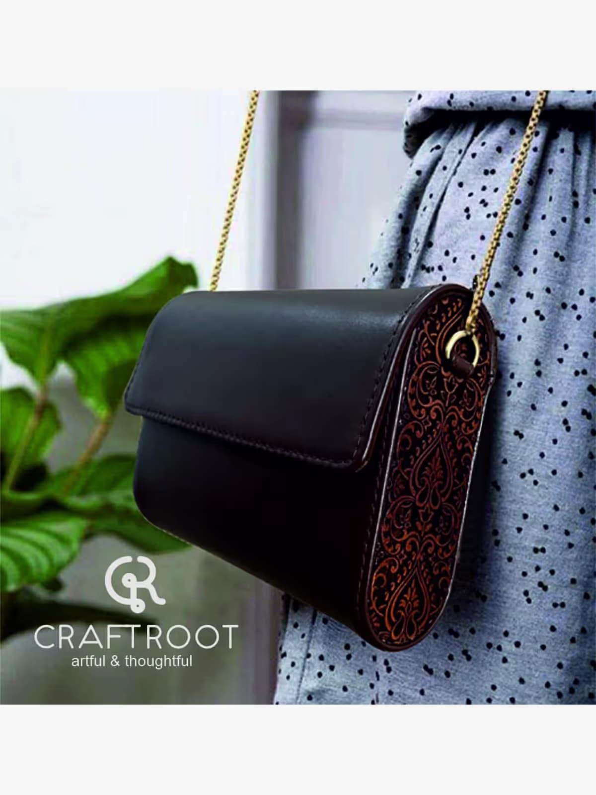 Carved wood Classic Sling Bag