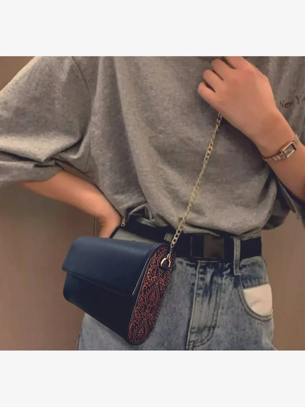 Carved wood Classic Sling Bag