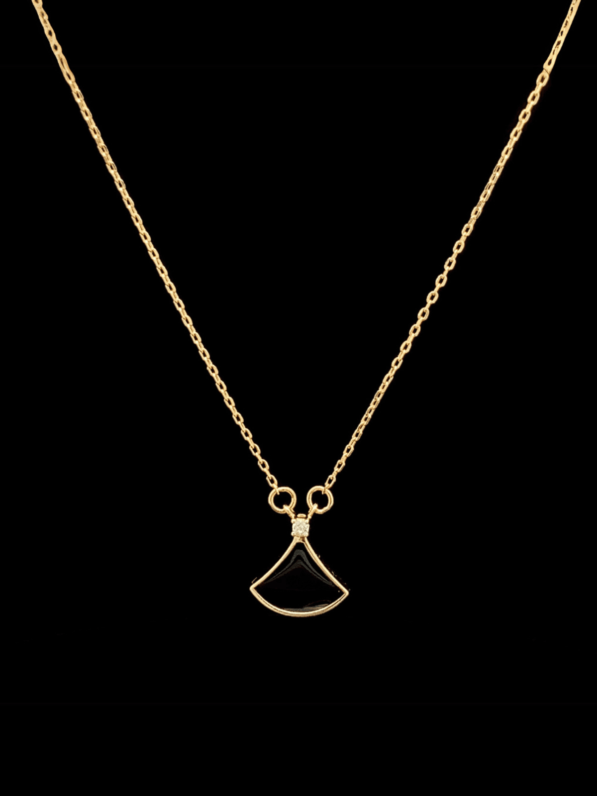 Black Fan Charm Pendant Chain