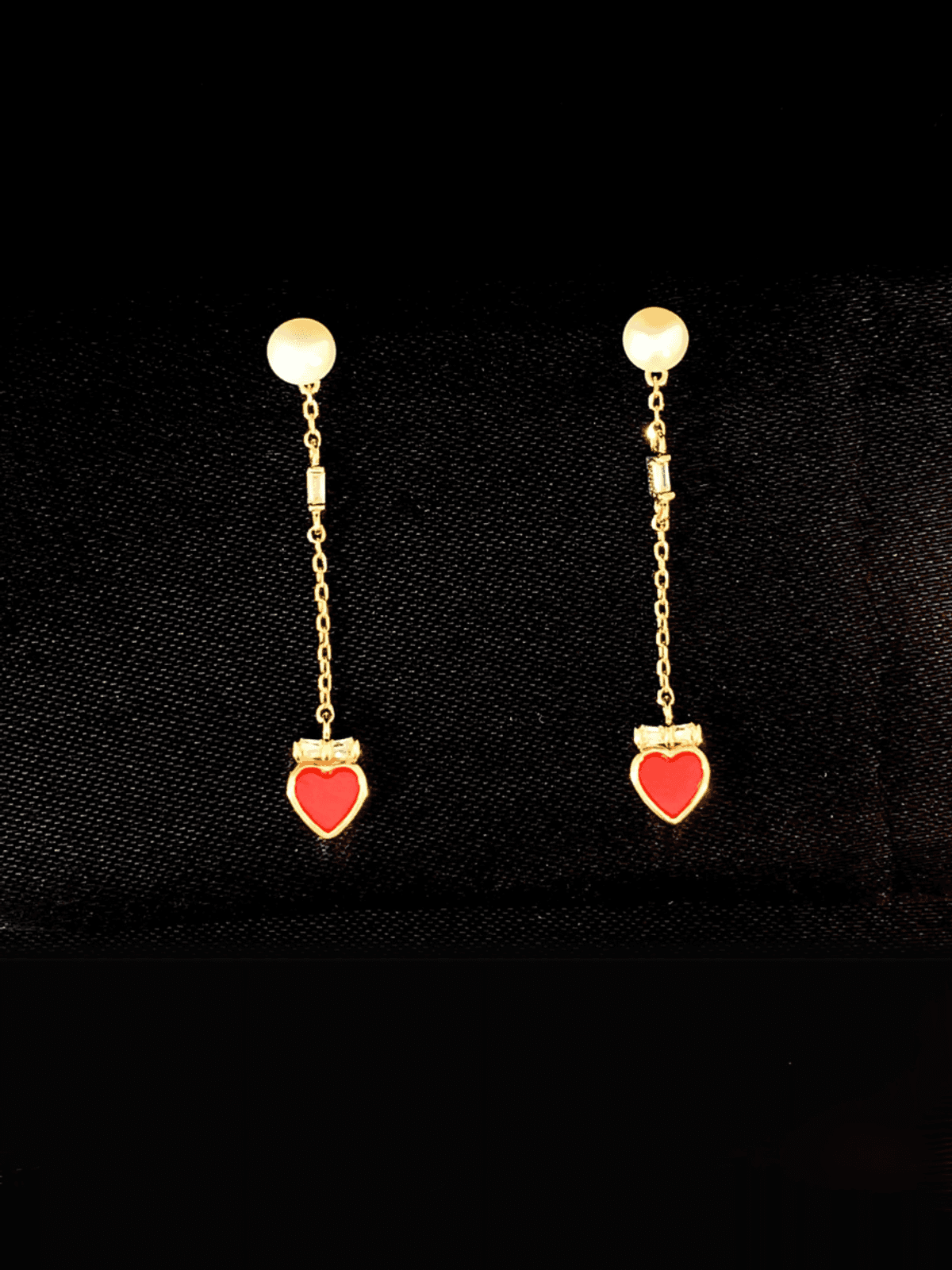 Red Heart Drop Earrings