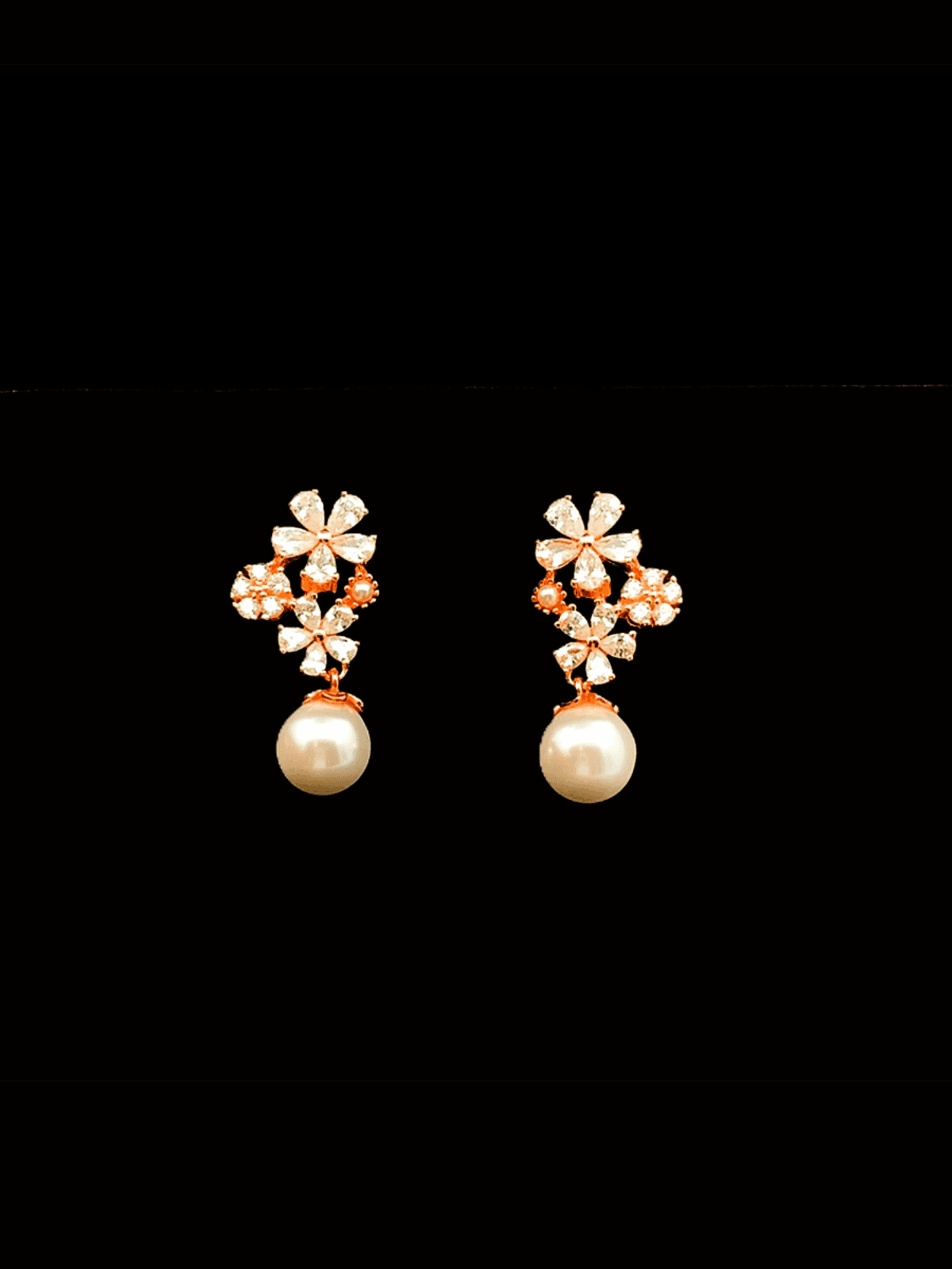 Trio Blossom Pearl Drop Earrings