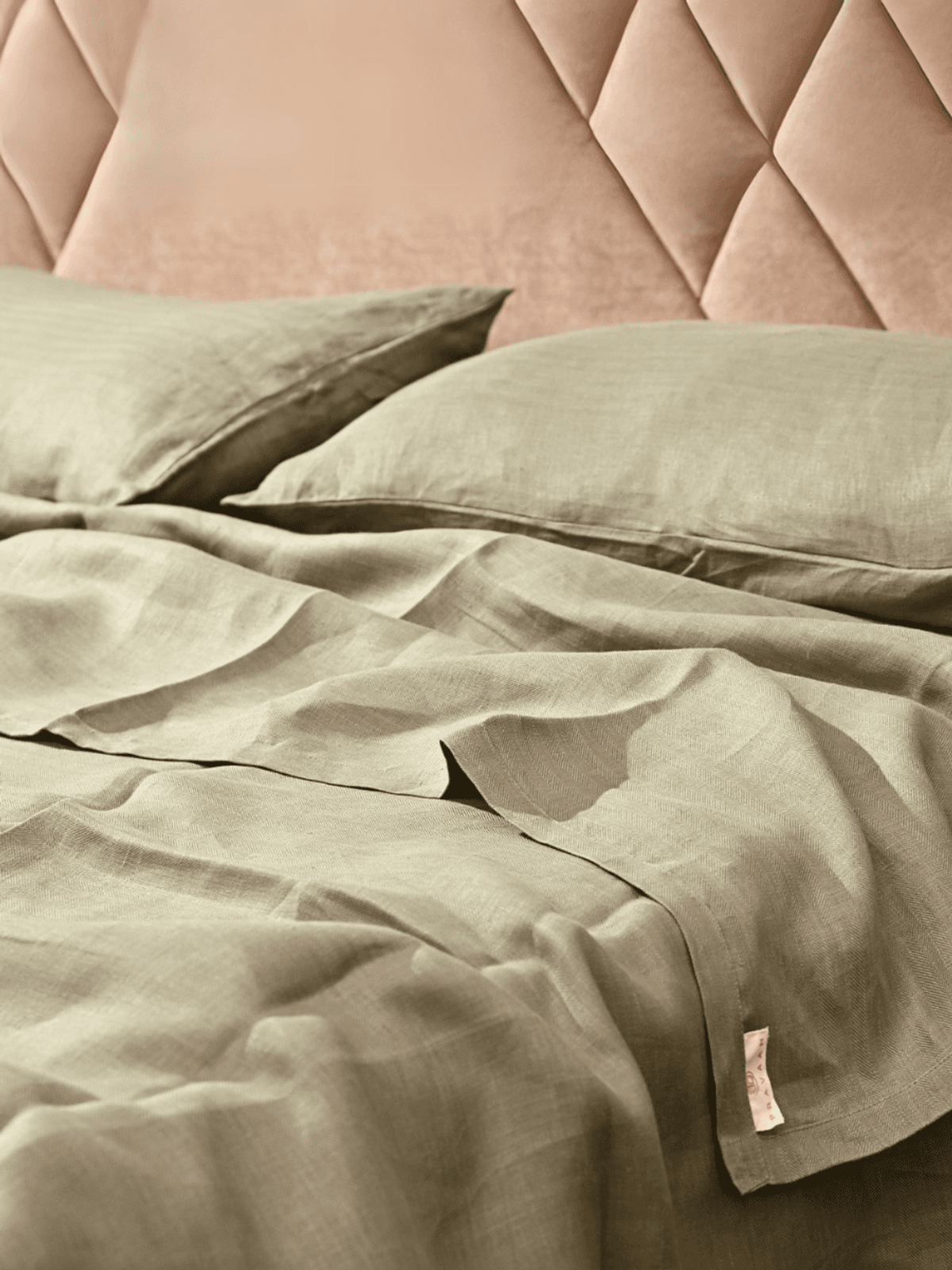 King Size Olive Green Hemp Bedsheet Set - Bugyal