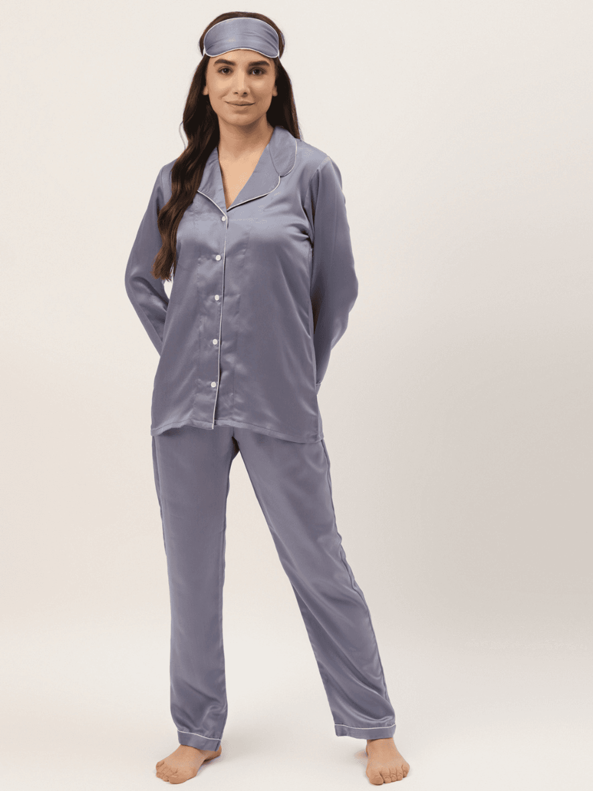 Rapra Dusty Blue Luxe Nightwear Pajamas set