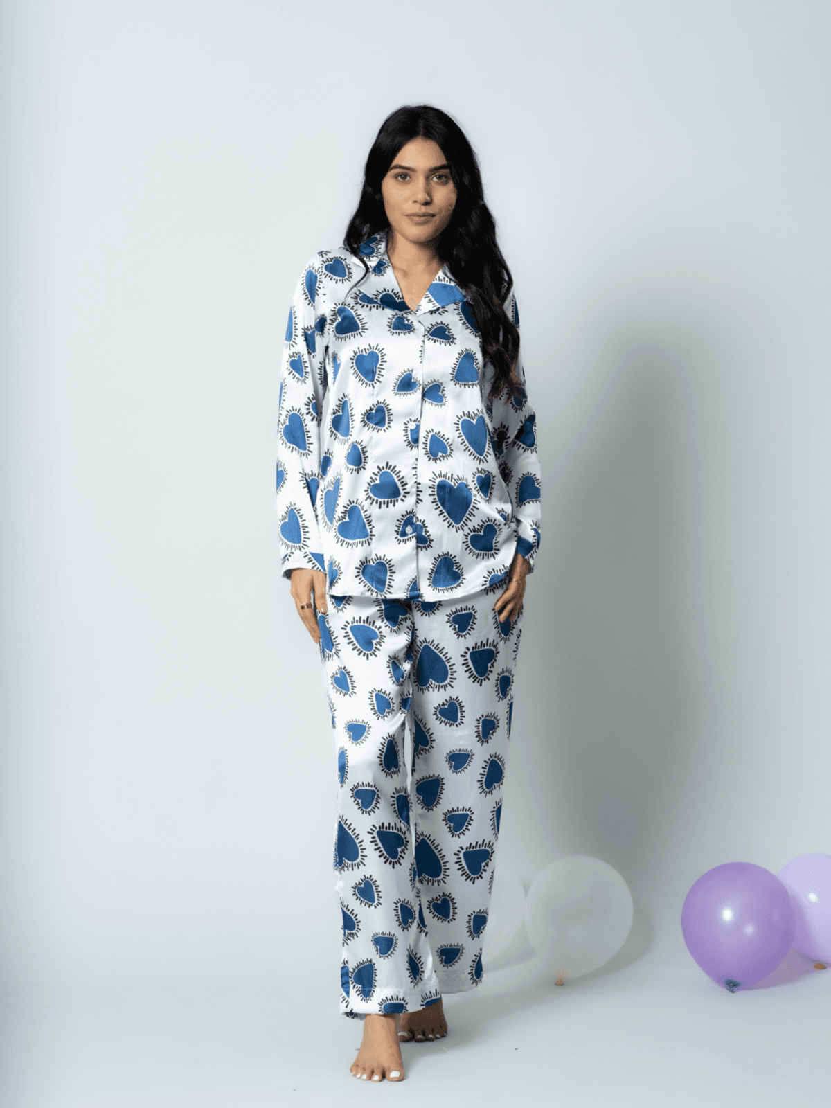 Bedgasm Sleepwear Heartburst Satin Nightwear Pajamas Set
