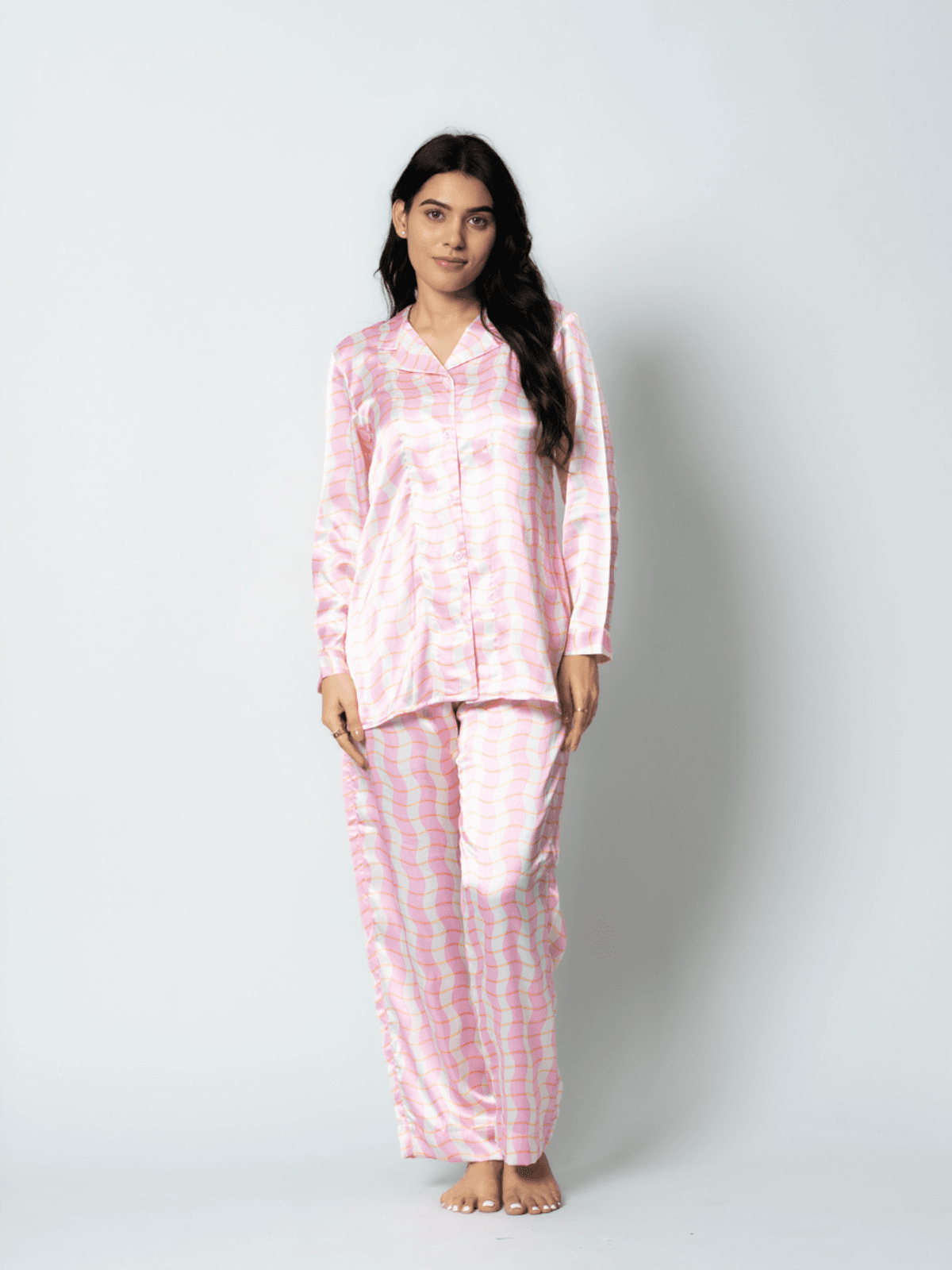 Bedgasm Sleepwear Pink Crush Satin Nightwear Pajamas Set