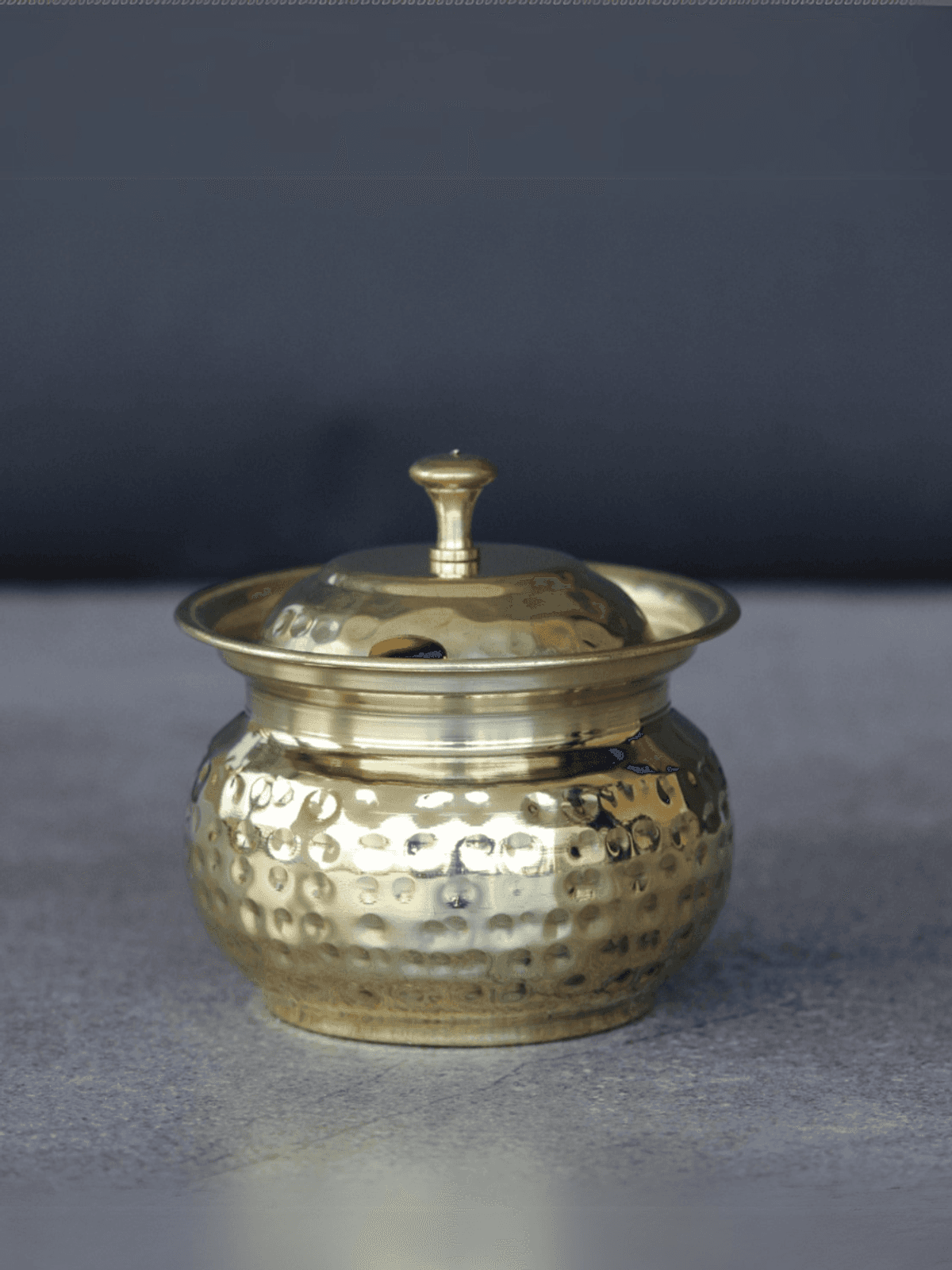 Hammered Brass Ghee Pot