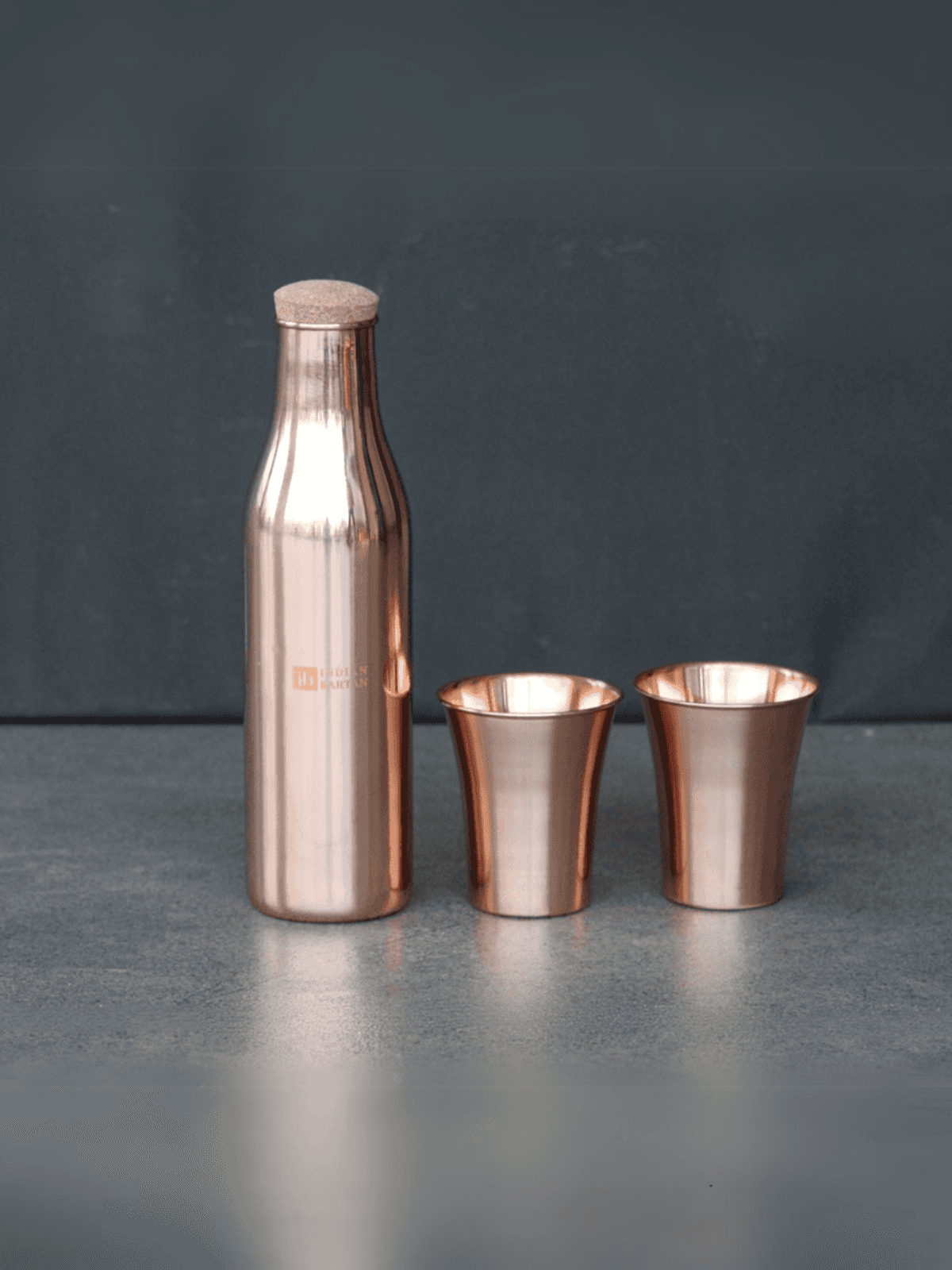 Glossy Rounded Copper Bottle Set