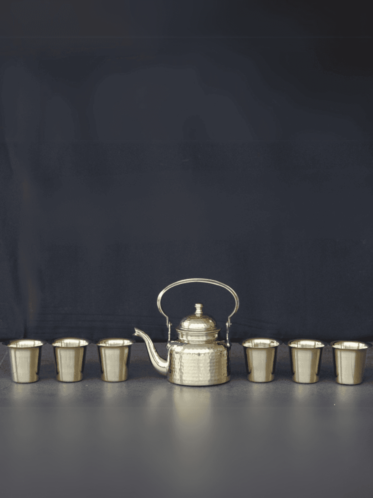 Brass Teapot Set With Glasses