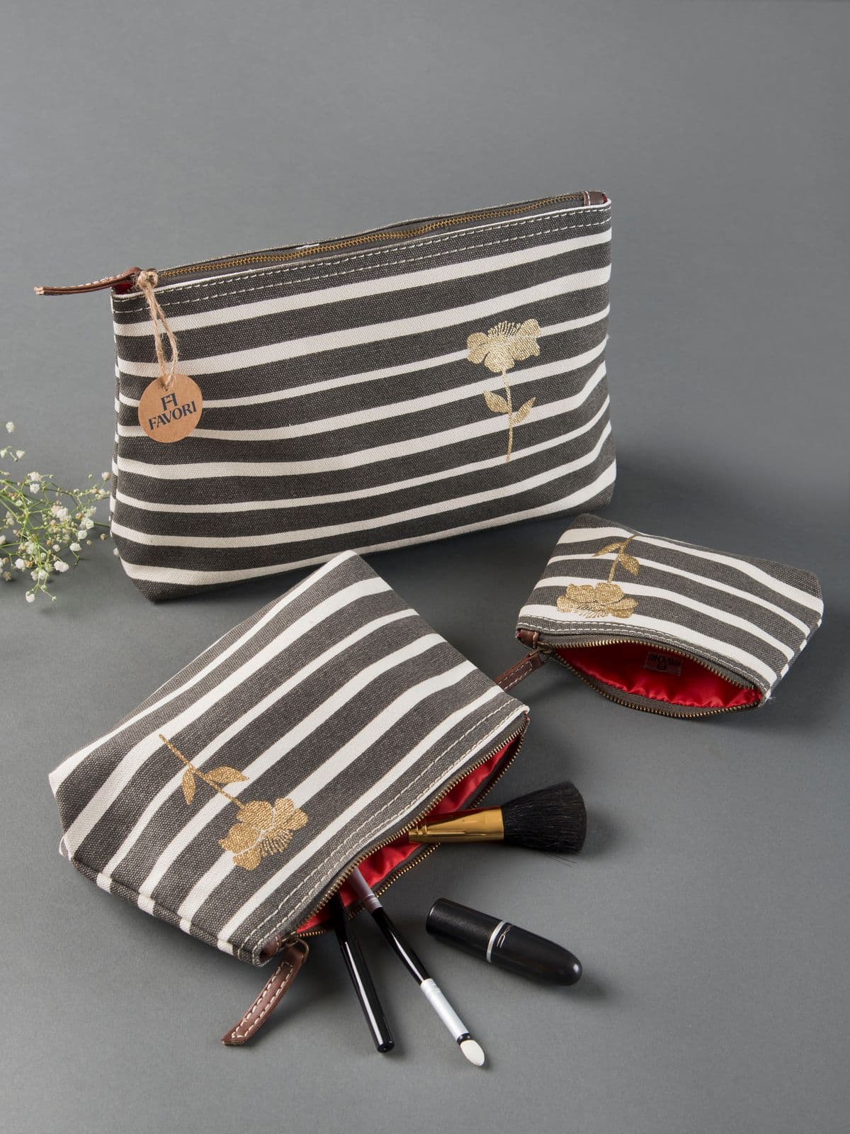 Retro Stripe Utility Case Organisers  - Set of 3
