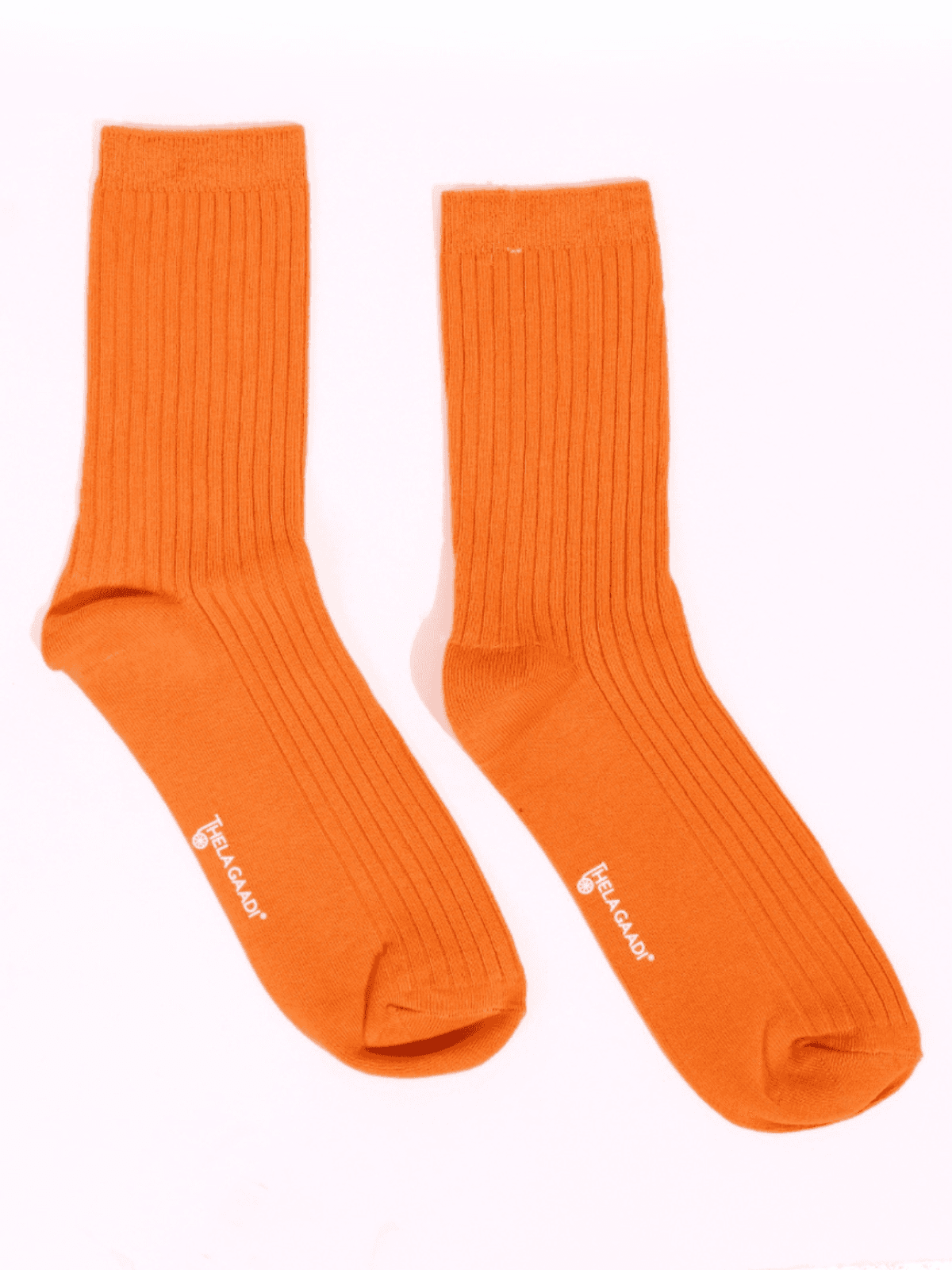 Solid Ribbed Orange Socks