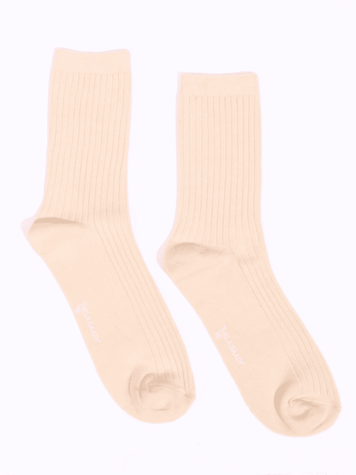 Solid Ribbed Beige Socks