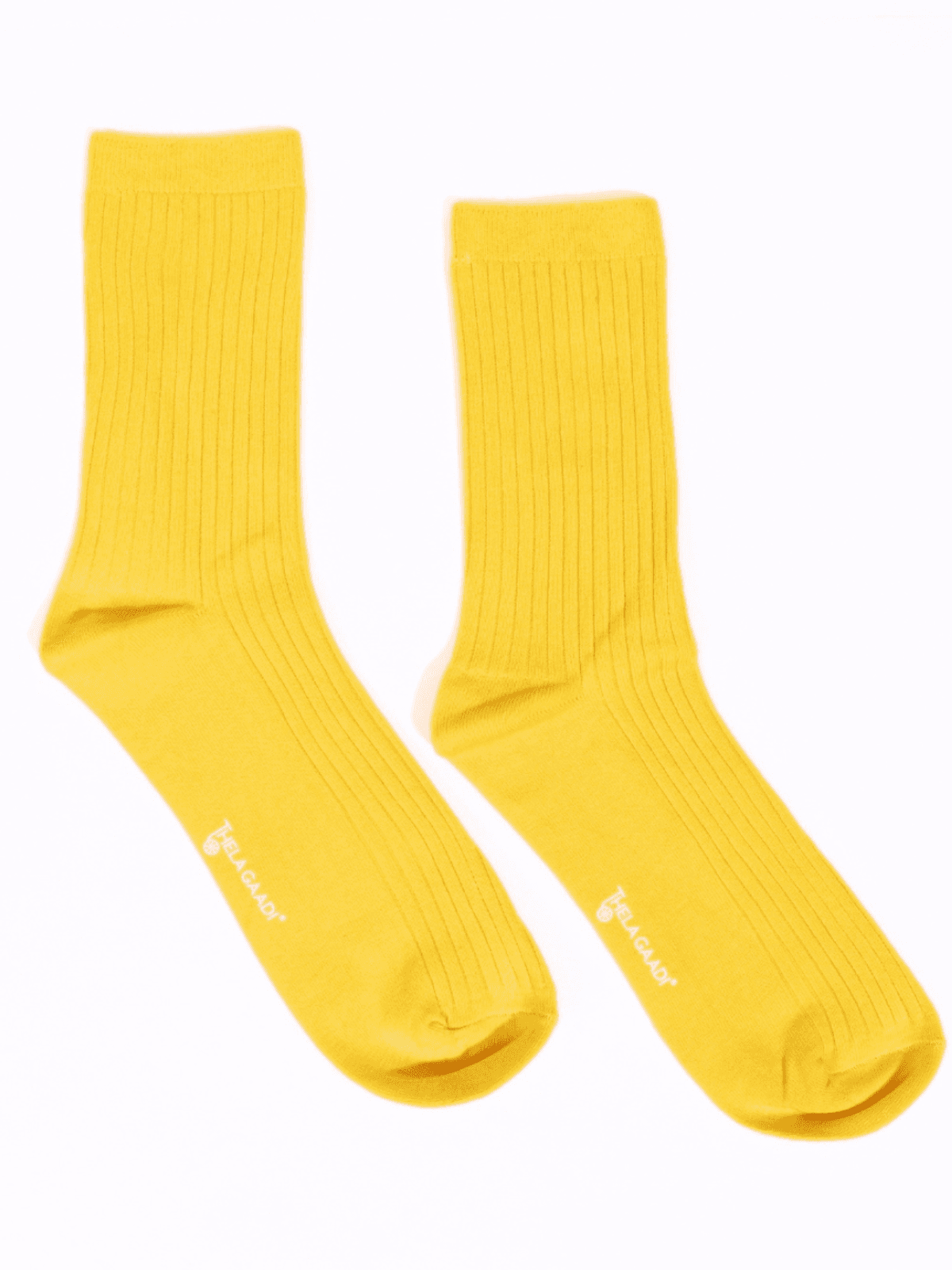 Solid Ribbed Yellow Socks