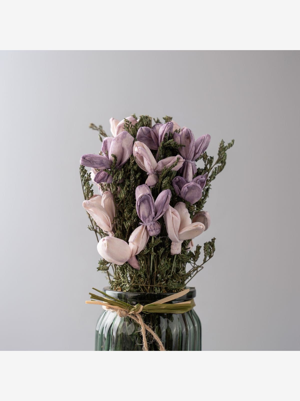 Lavender Sprig - Dry Mix Floral Arrangement in Fluted Glass Vase