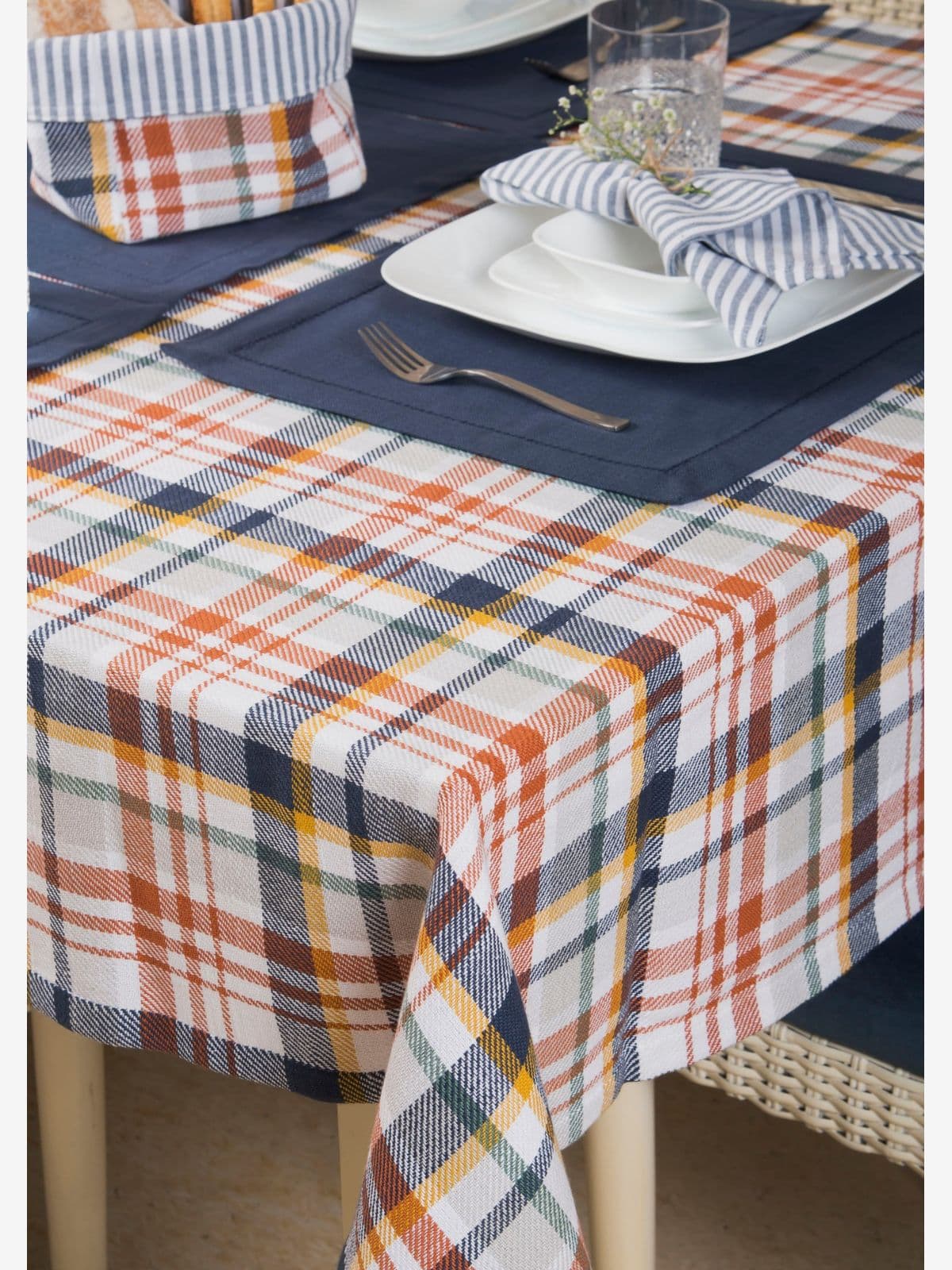 Navy Nouveau Table Cover