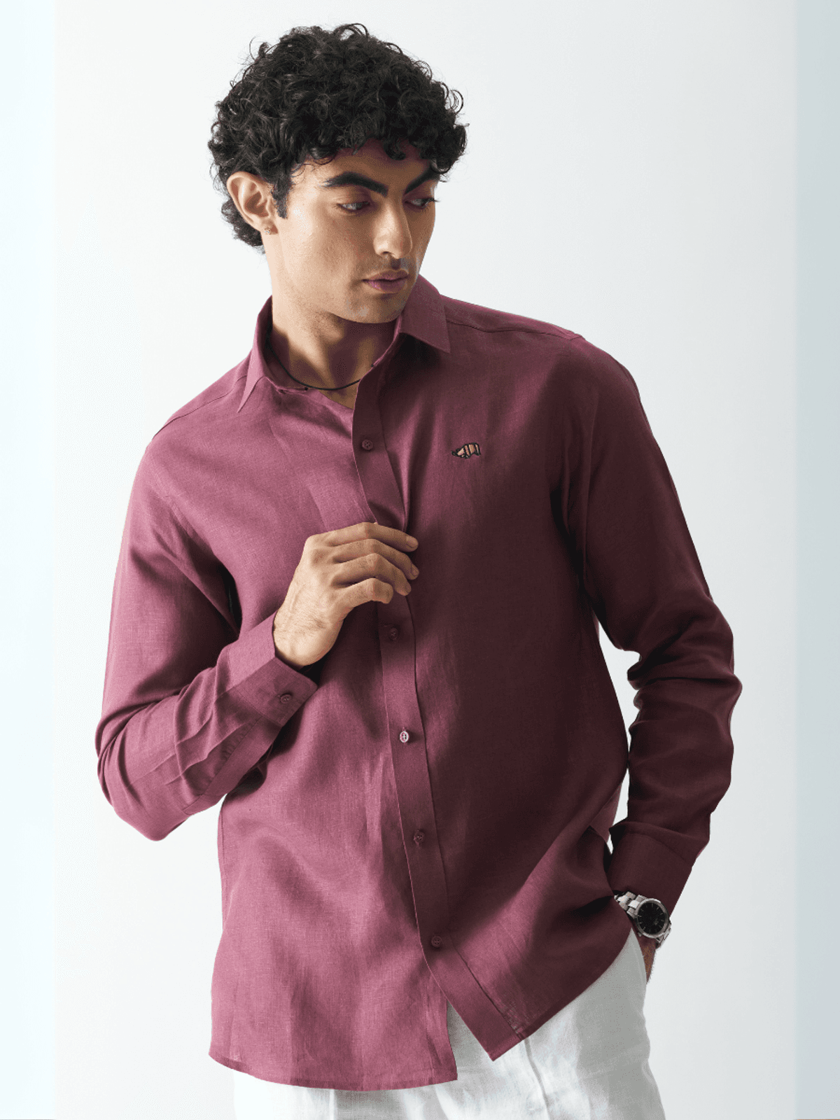 VINE YARD - ROZZANA FULL SLEEVE PURE LINEN SHIRT