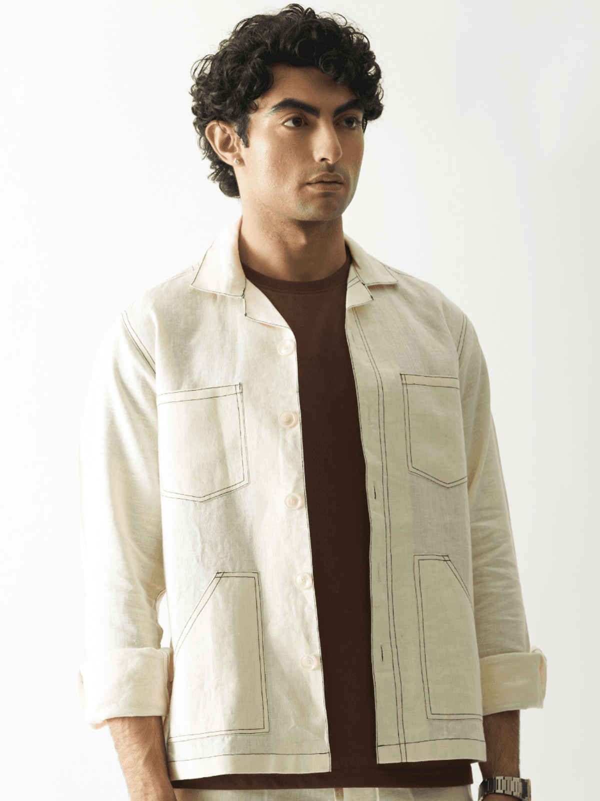 Caramel Cascade Linen Jacket