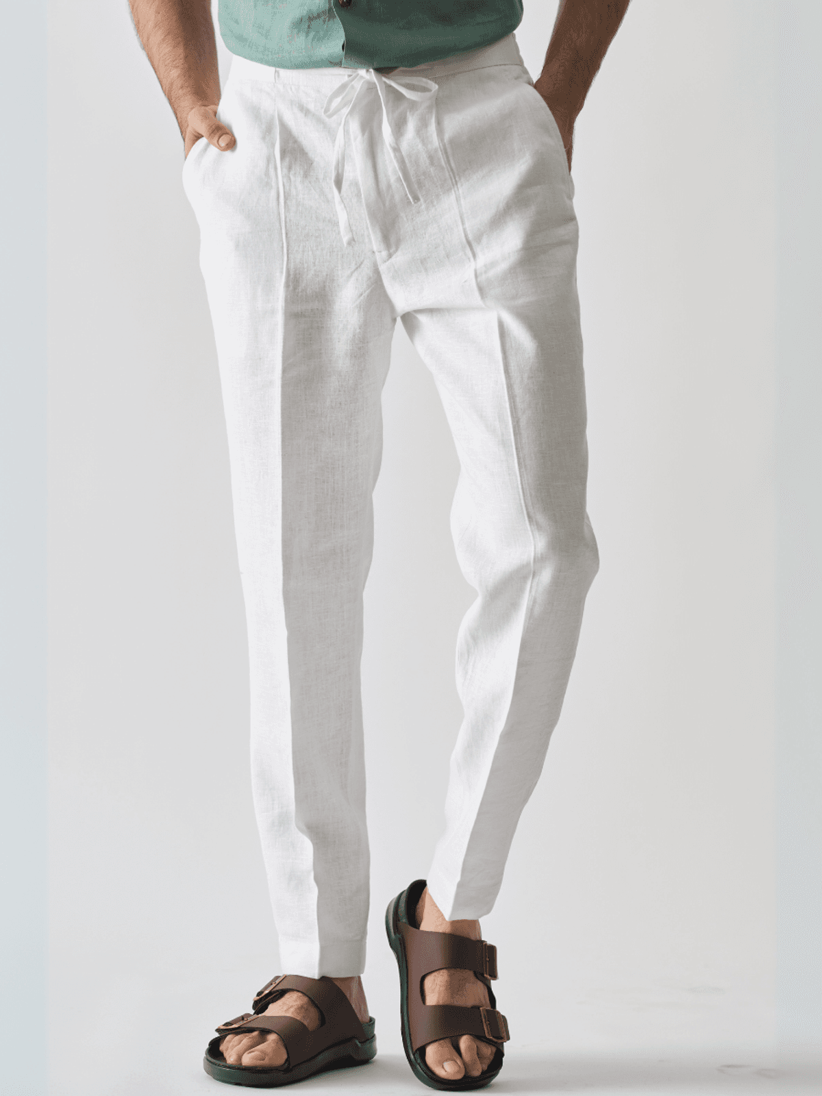 WHITE - HEAVY LINEN PANT