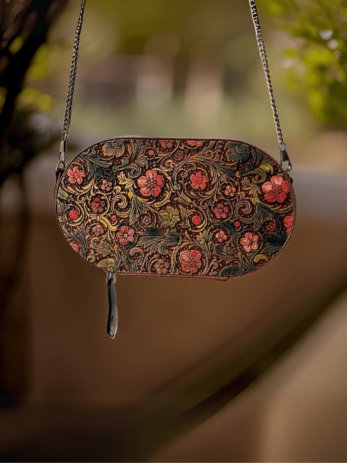 Hand Painted on wood Purse Sling Bag