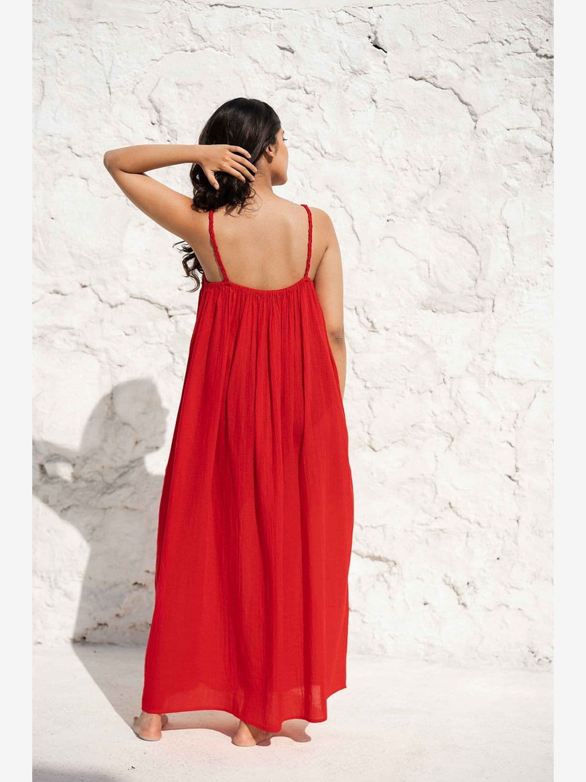 SCARLET EMBELLISHED LONG DRESS