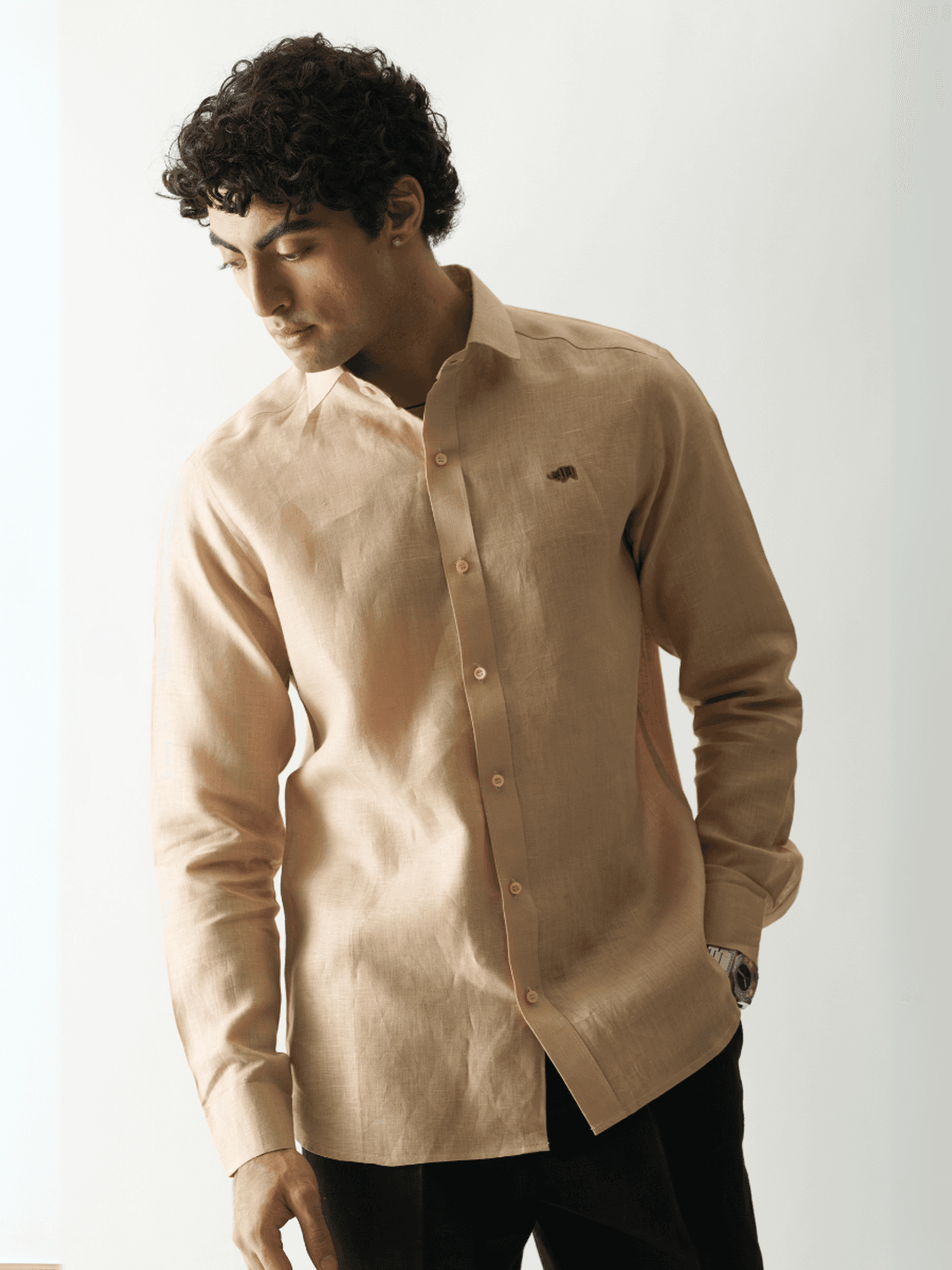 SWISS COFFEE - ROZZANA FULL SLEEVE PURE LINEN SHIRT