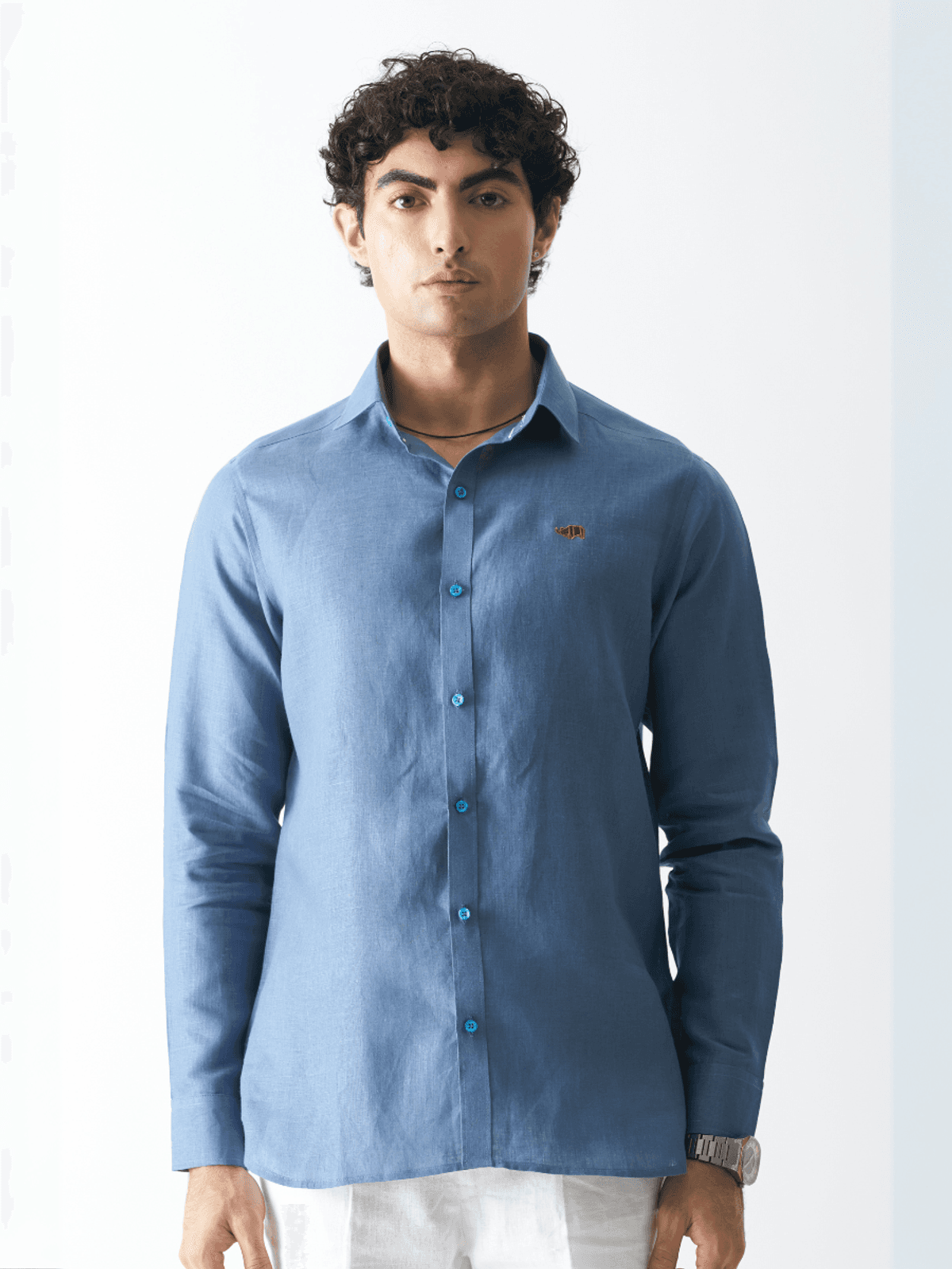 STORMY SEA - ROZZANA FULL SLEEVE PURE LINEN SHIRT