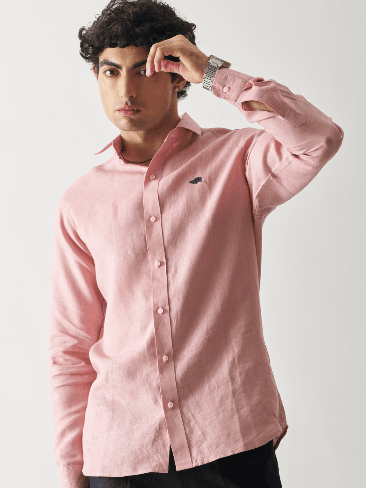 VINTAGE ROSE - ROZZANA FULL SLEEVE PURE LINEN SHIRT