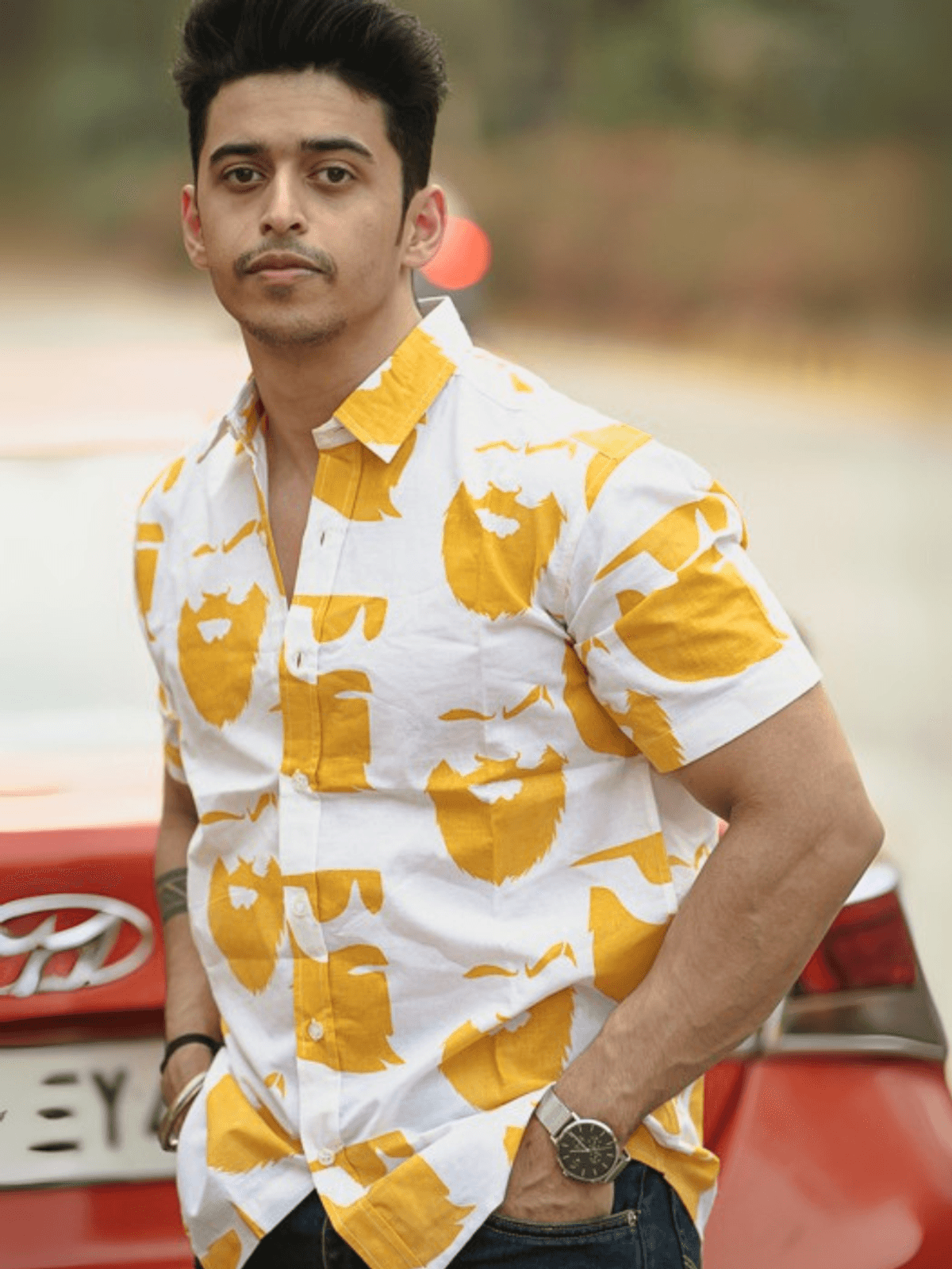 Beard-O-Licious Yellow Relaxed Fit Short Sleeve Shirt