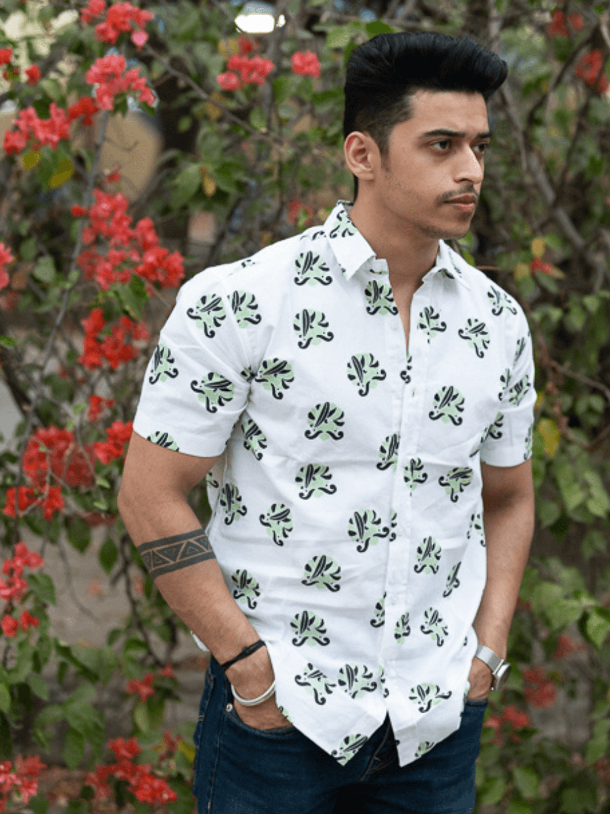 Muchhad Green Relaxed Fit Short Sleeve Shirt