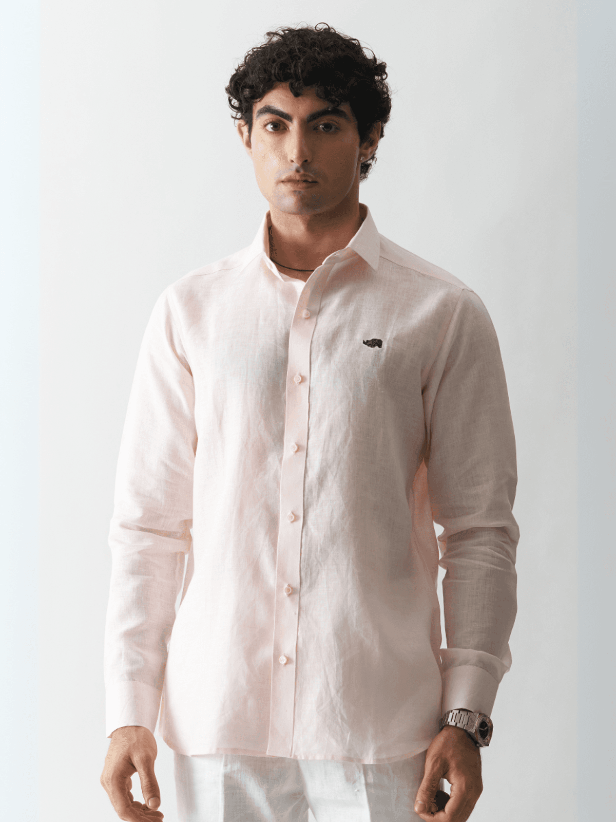 PINK MIST - ROZZANA FULL SLEEVE PURE LINEN SHIRT