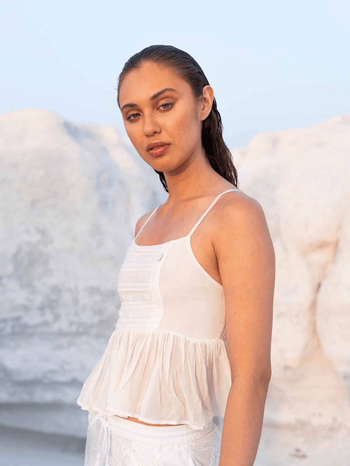 antidote frilled georgette crop top