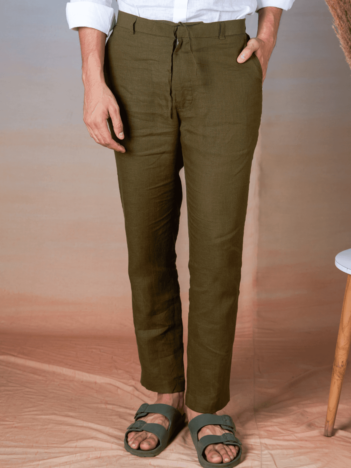 OLIVE - LINEN EASY PANT