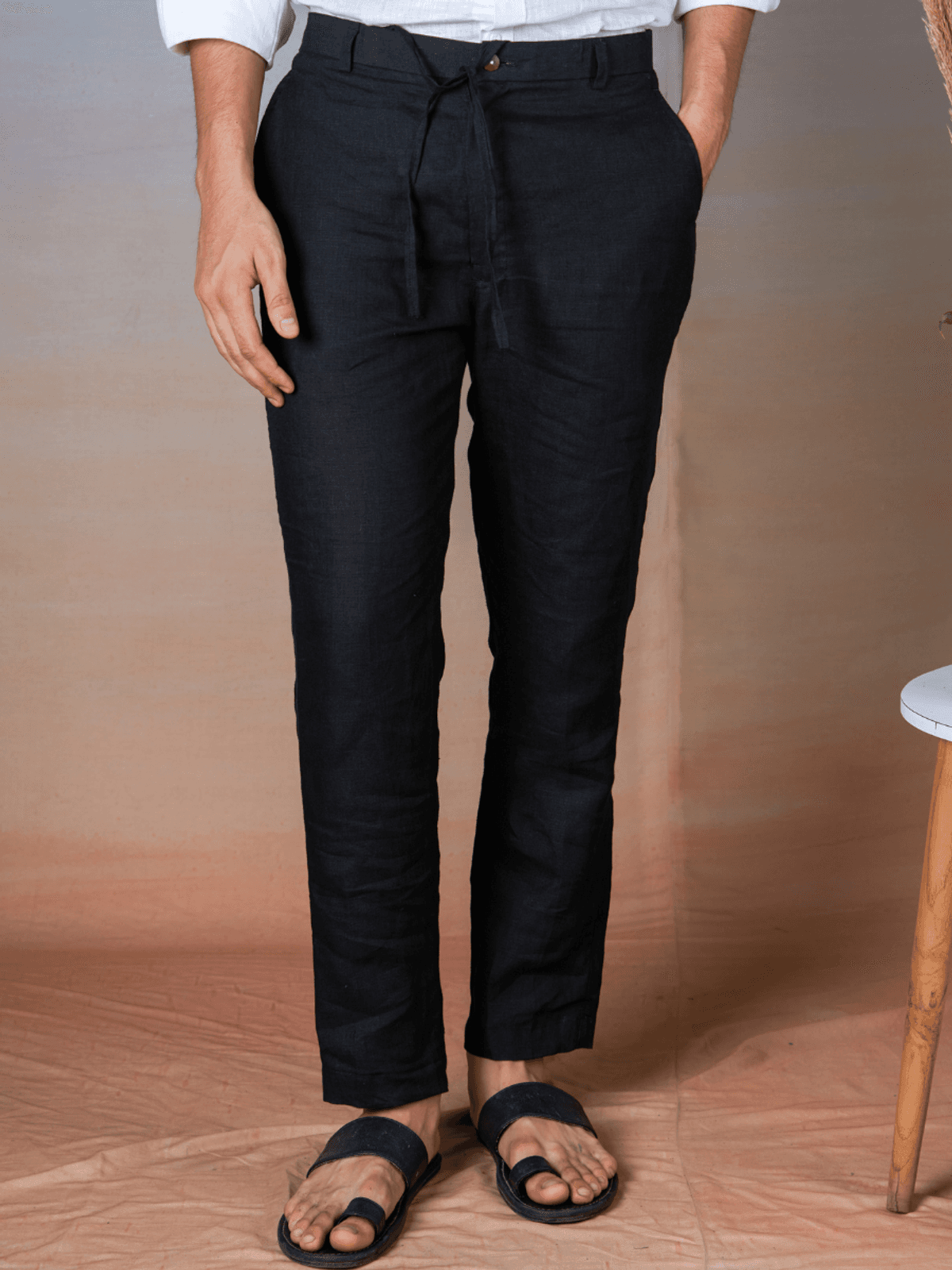 BLACK - LINEN EASY PANT