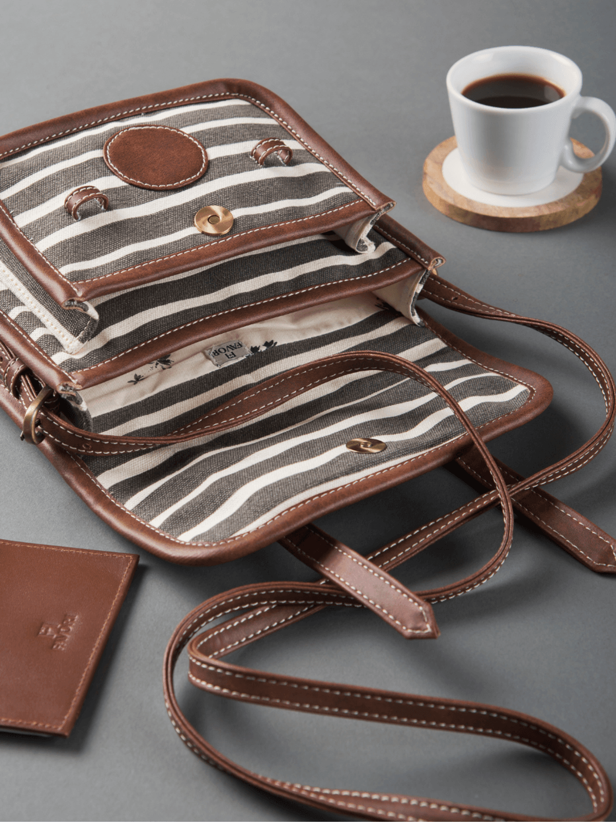 Retro Stripe Cotton Canvas Cross body Bag