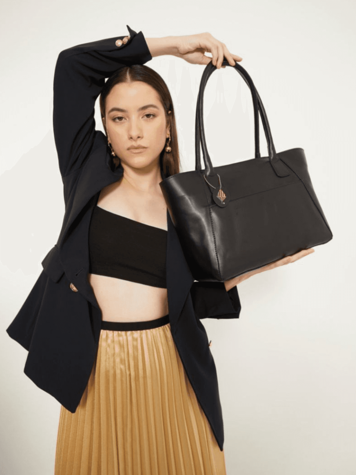 Athena Vegan Leather Tote - Black