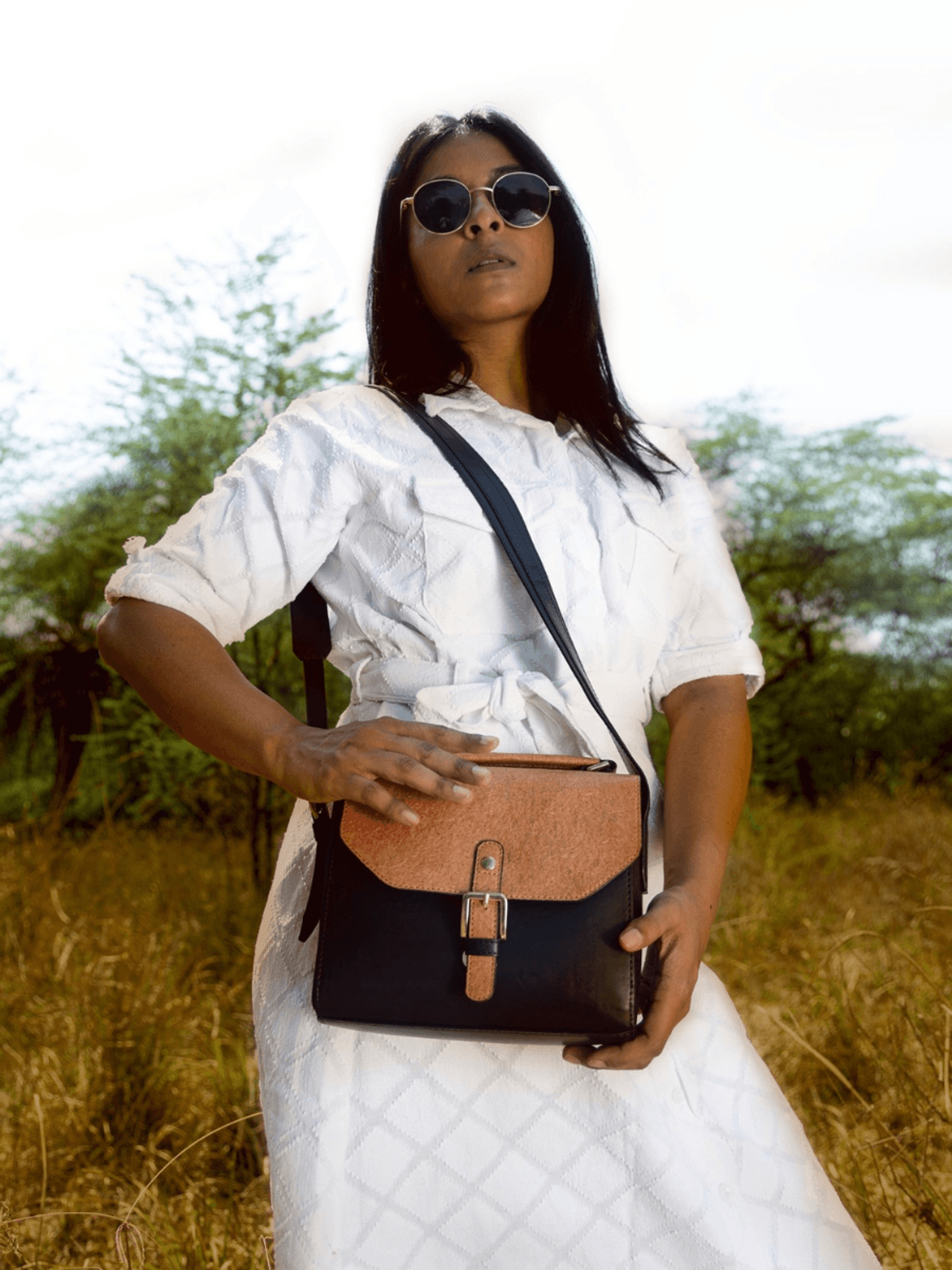 Juniper Vegan Leather Sling Bag - Black