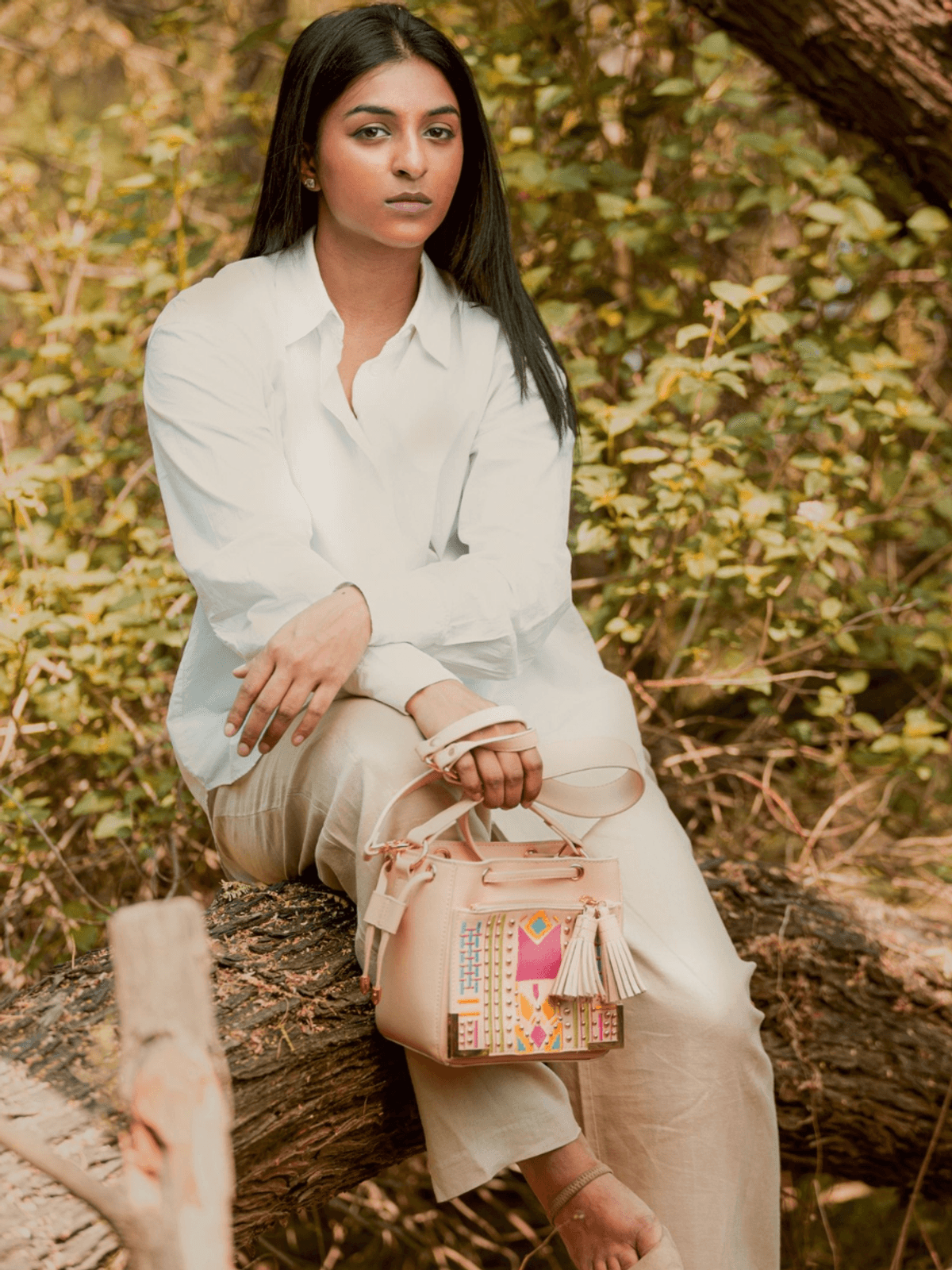 Nora Vegan Leather Sling Bag - Almond