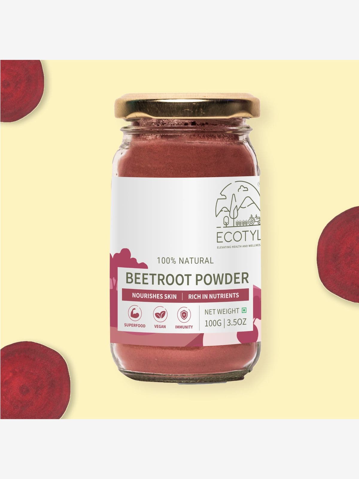 Ecotyl Beetroot Powder | Boosts Metabolism | Good For Skin | 100g