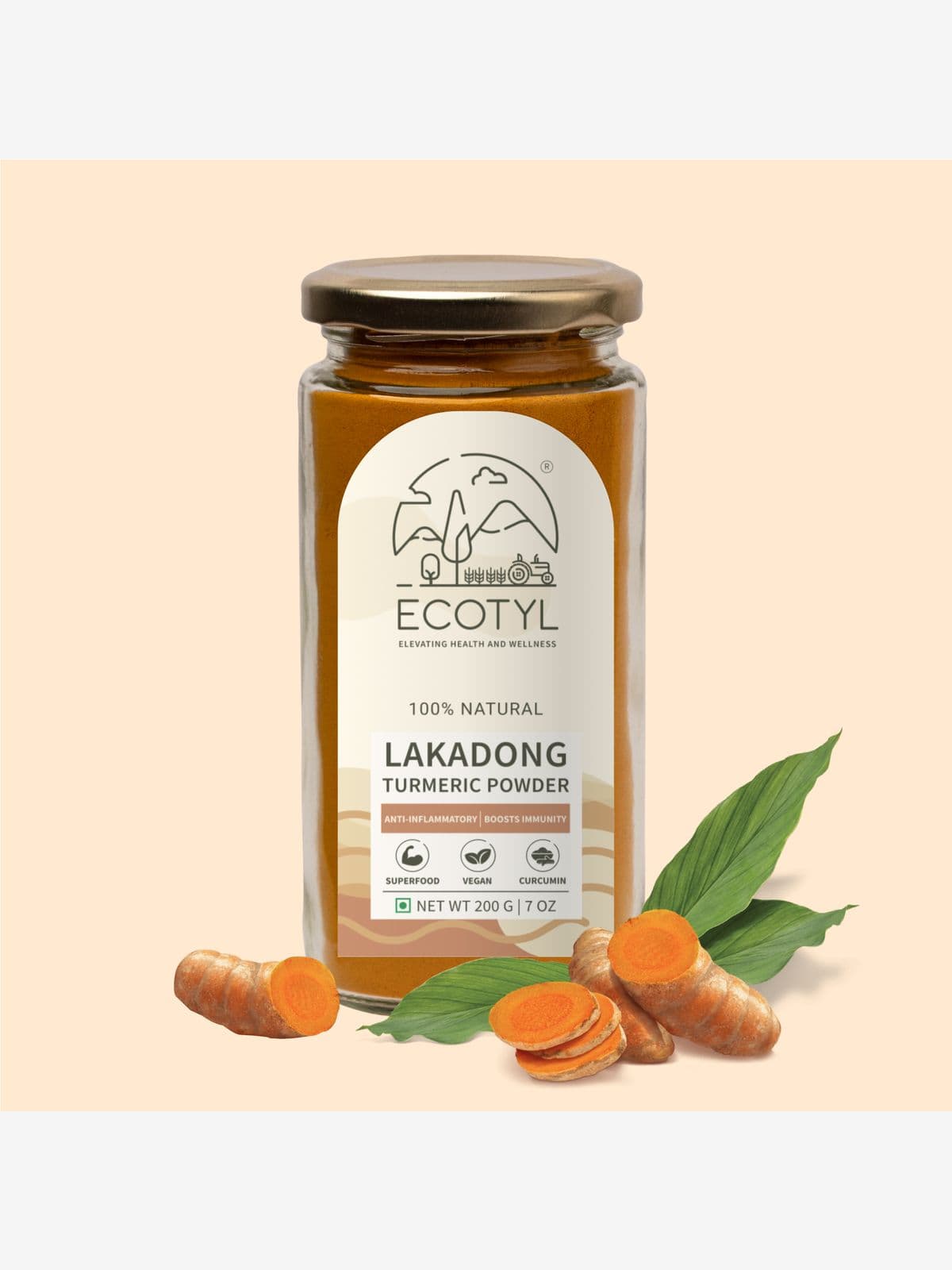 Ecotyl Lakadong Turmeric Powder for Strong Immunity | High Curcumin | 200g 