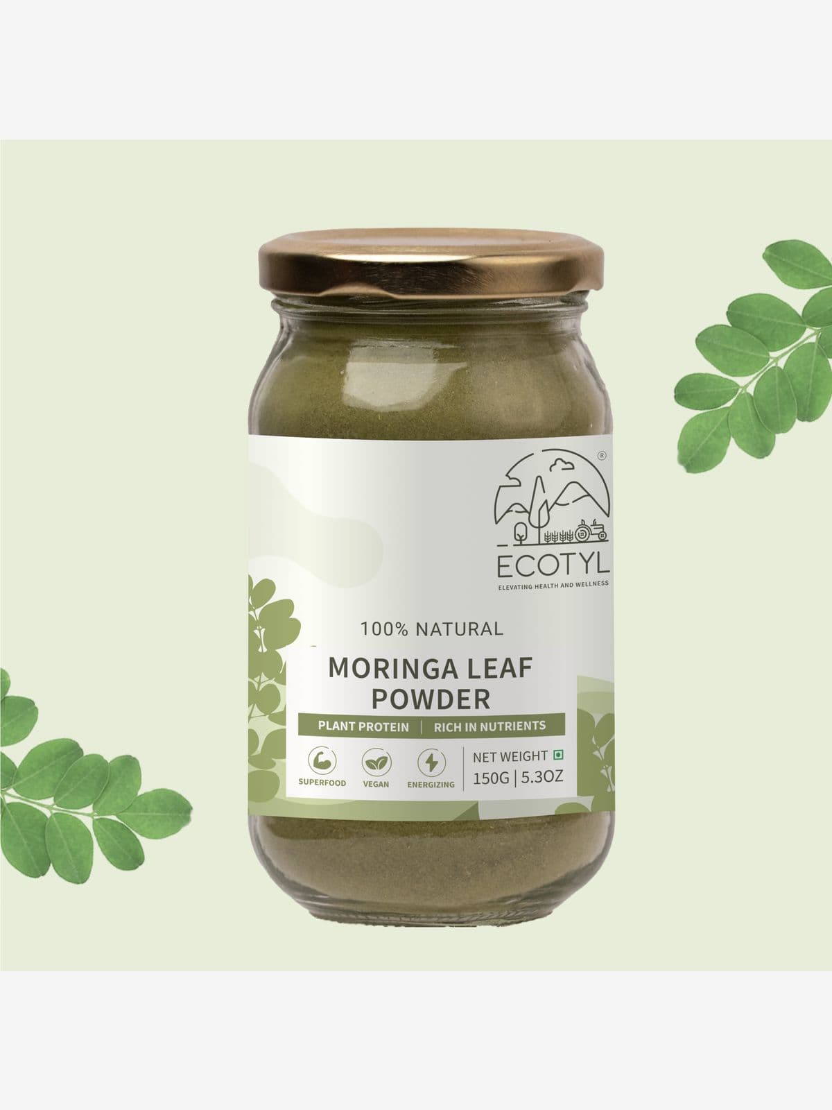 Ecotyl Moringa Leaf Powder | Natural Multi-Vitamin | Good for Hair & Skin | 150g