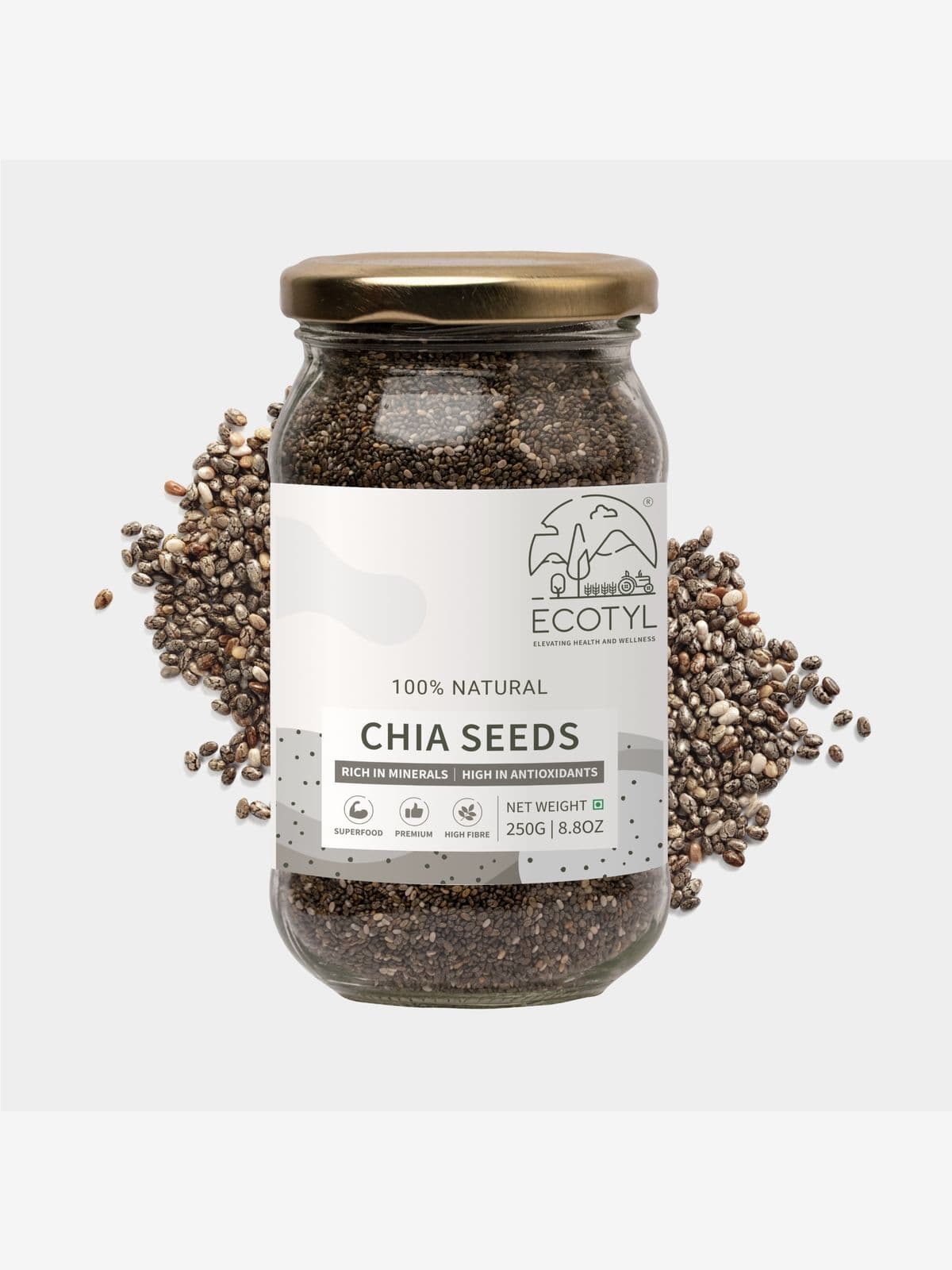  Ecotyl Chia Seeds | Raw | Rich in Antioxidants & Fibre | 250g
