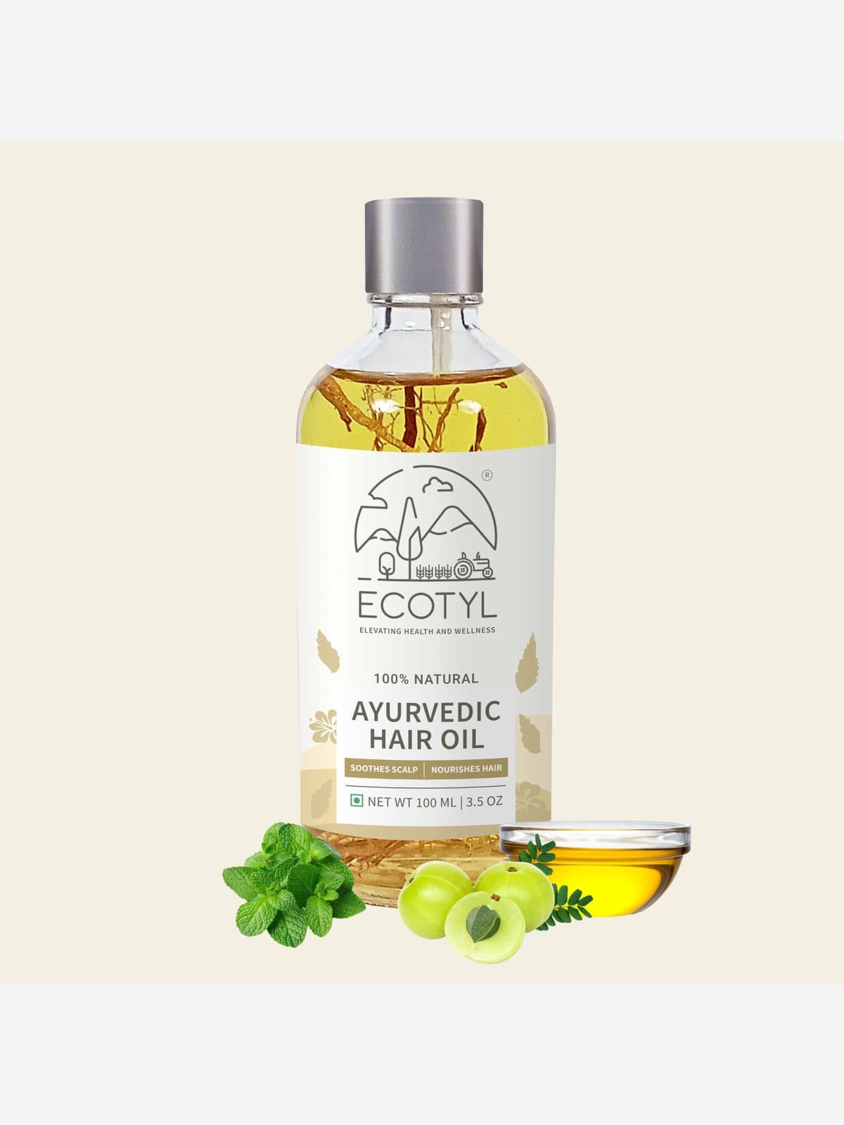 Ecotyl Ayurvedic Hair Oil | Infused with 10+ Herbs | For Hair Fall Control & Hair Growth | 100ml 