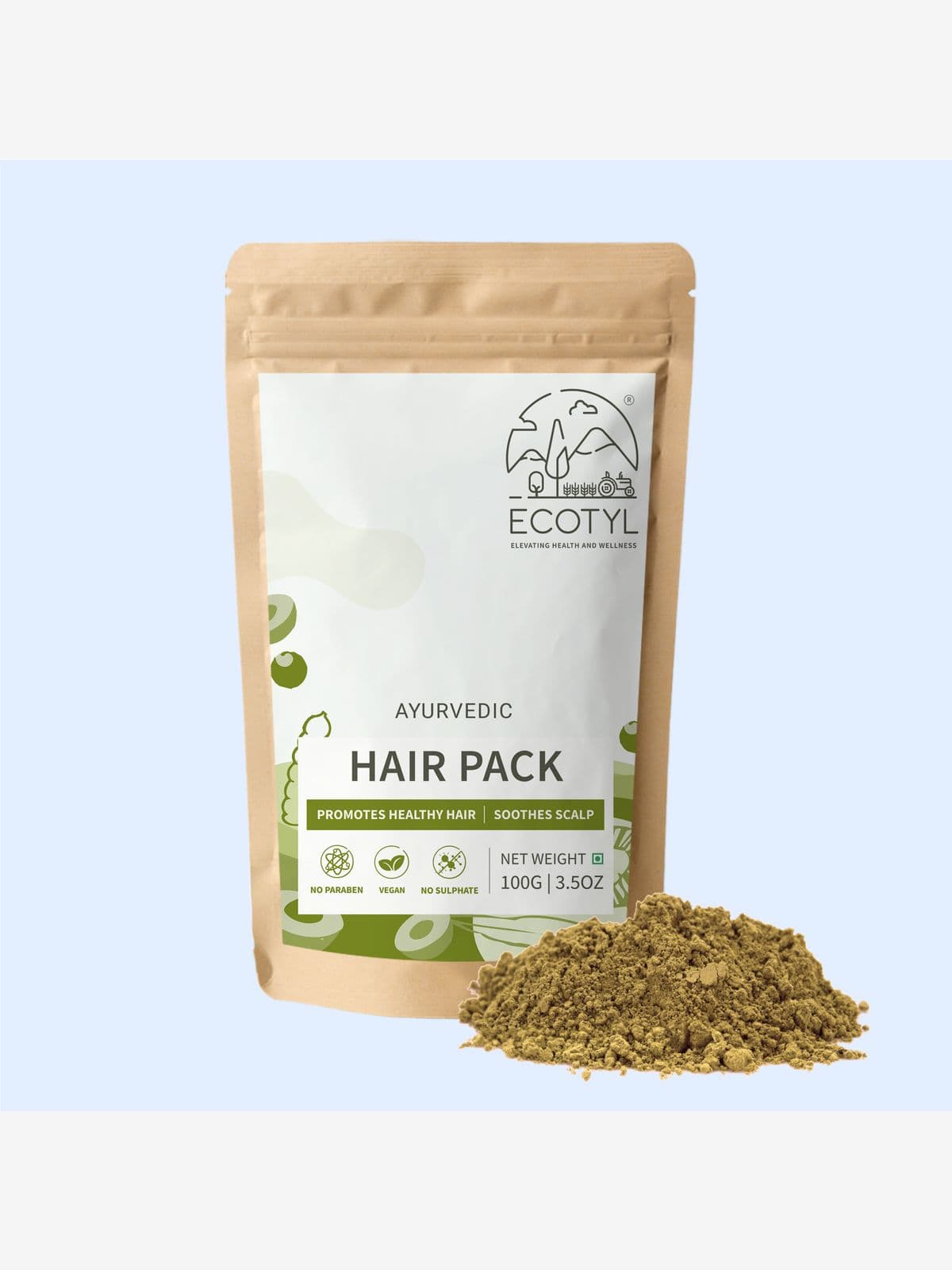 Ecotyl Ayurvedic Hair Pack | For Hair Conditioning & Strengthening | Blend of 10+ Herbs | 100g