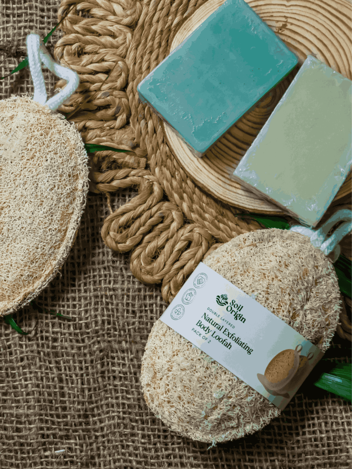 Double Layered Natural Body Loofah | Exfoliating Scrub | Eco-Friendly | Skin Care - Pack of 2