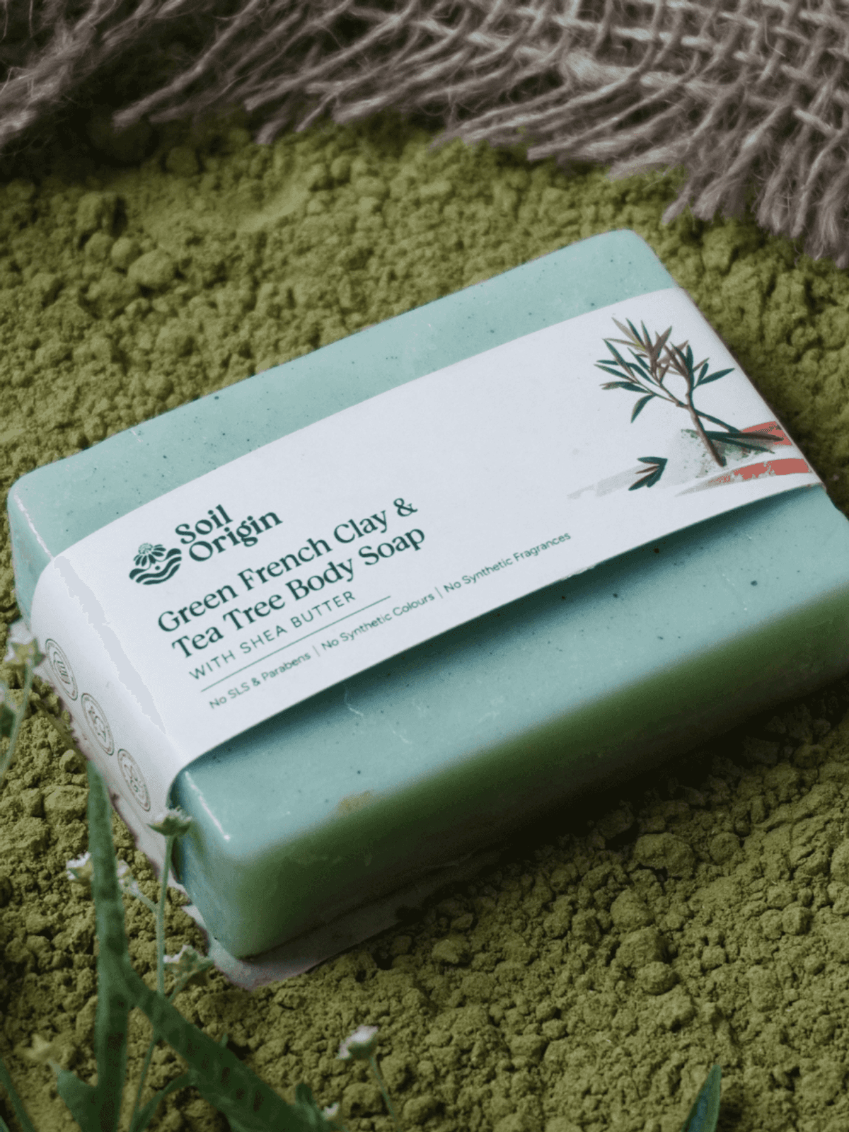 Green French Clay and Tea Tree Body Soap | Shea Butter | No SLS | Handmade Soap | 100% Natural - 100 Gm