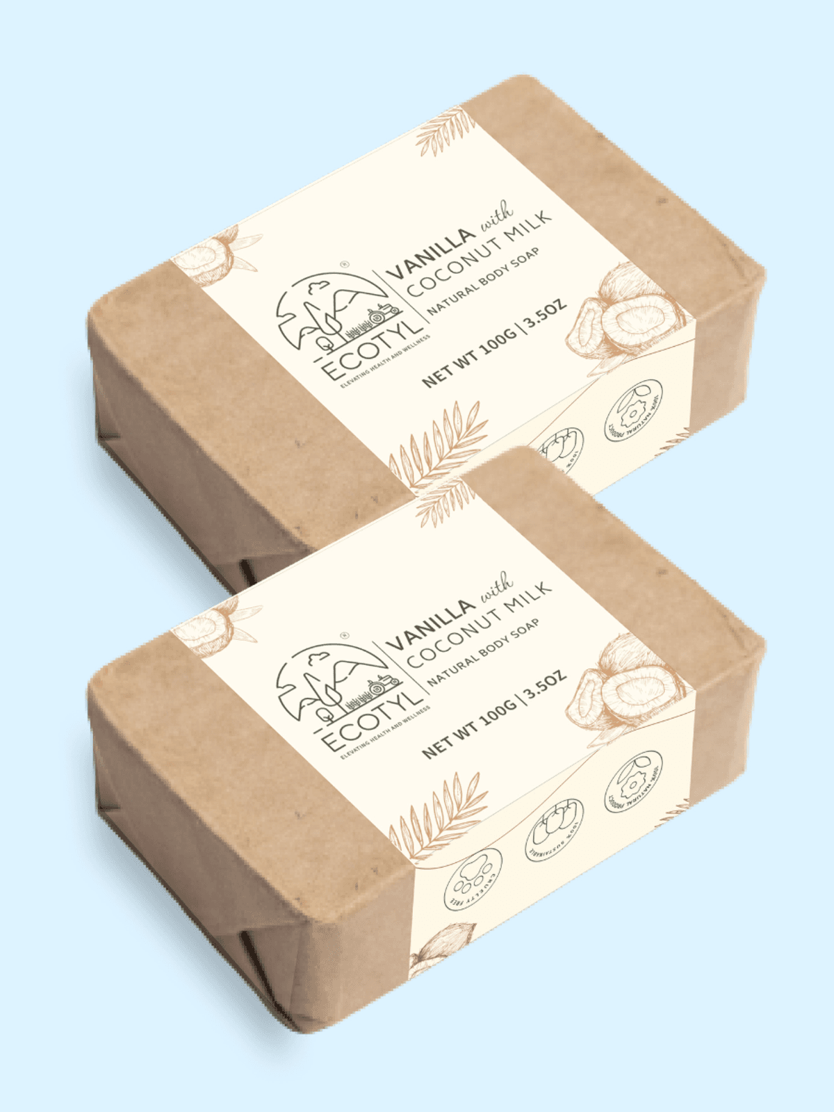 Ecotyl Coconut Milk Soap with Vanilla | 100% Natural | Nourishing & Hydrating | Set of 2 