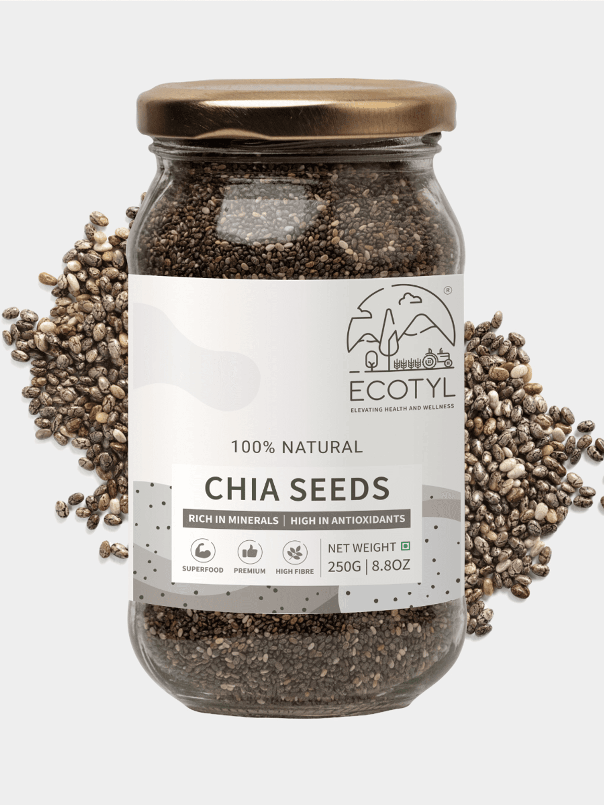  Ecotyl Chia Seeds | Raw | Rich in Antioxidants & Fibre | 250g