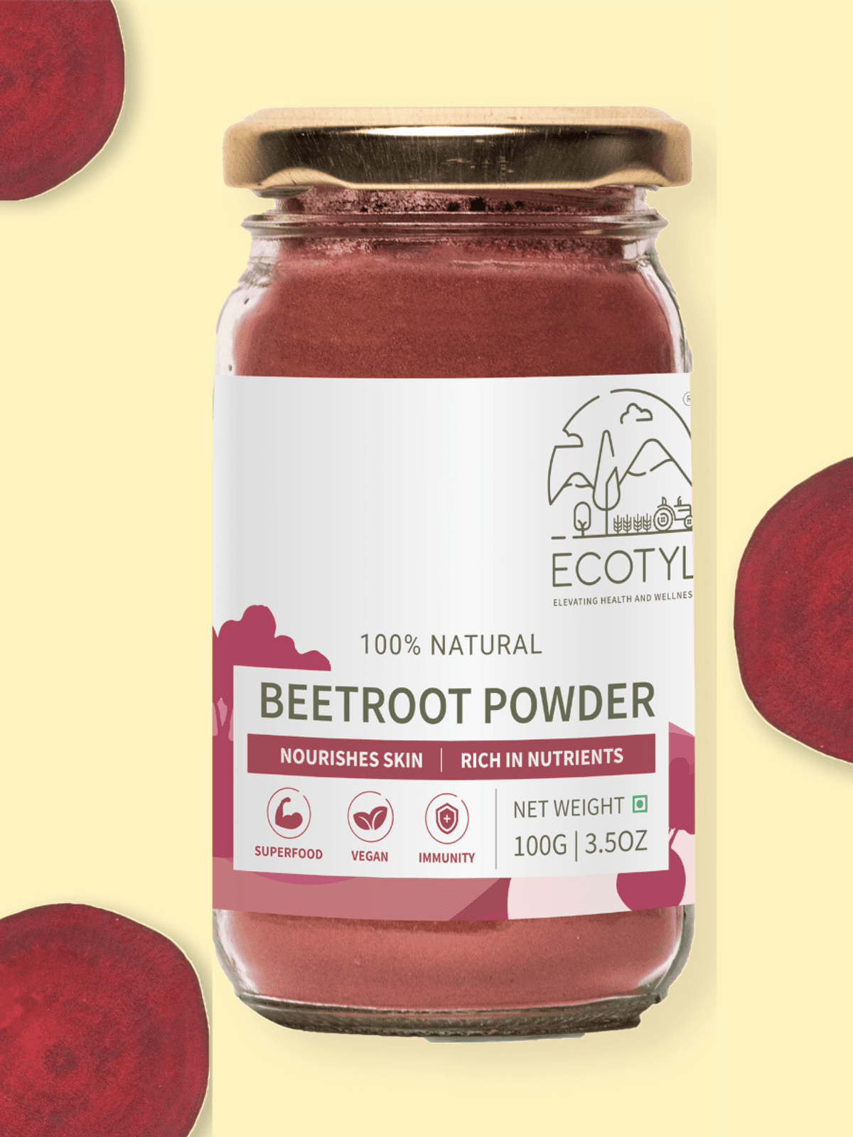 Ecotyl Beetroot Powder | Boosts Metabolism | Good For Skin | 100g