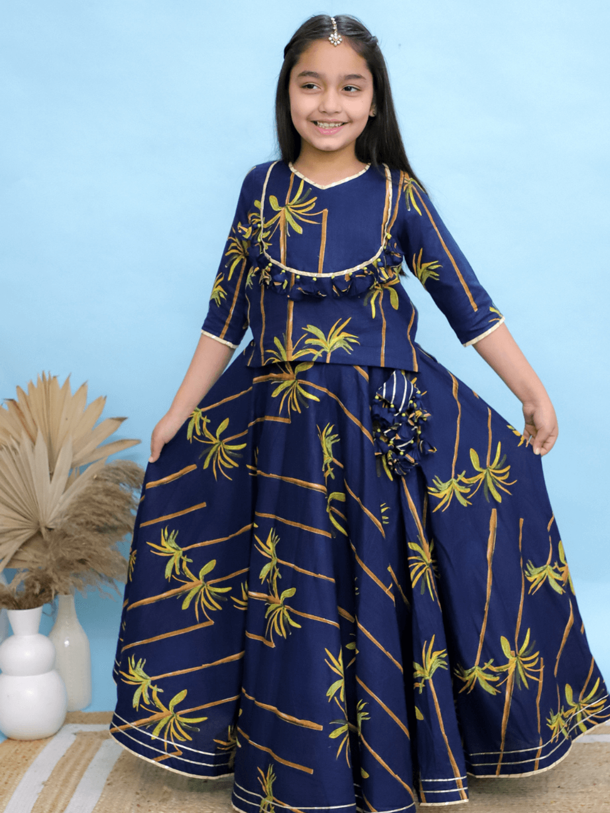 Midnight Palm Lehenga Set