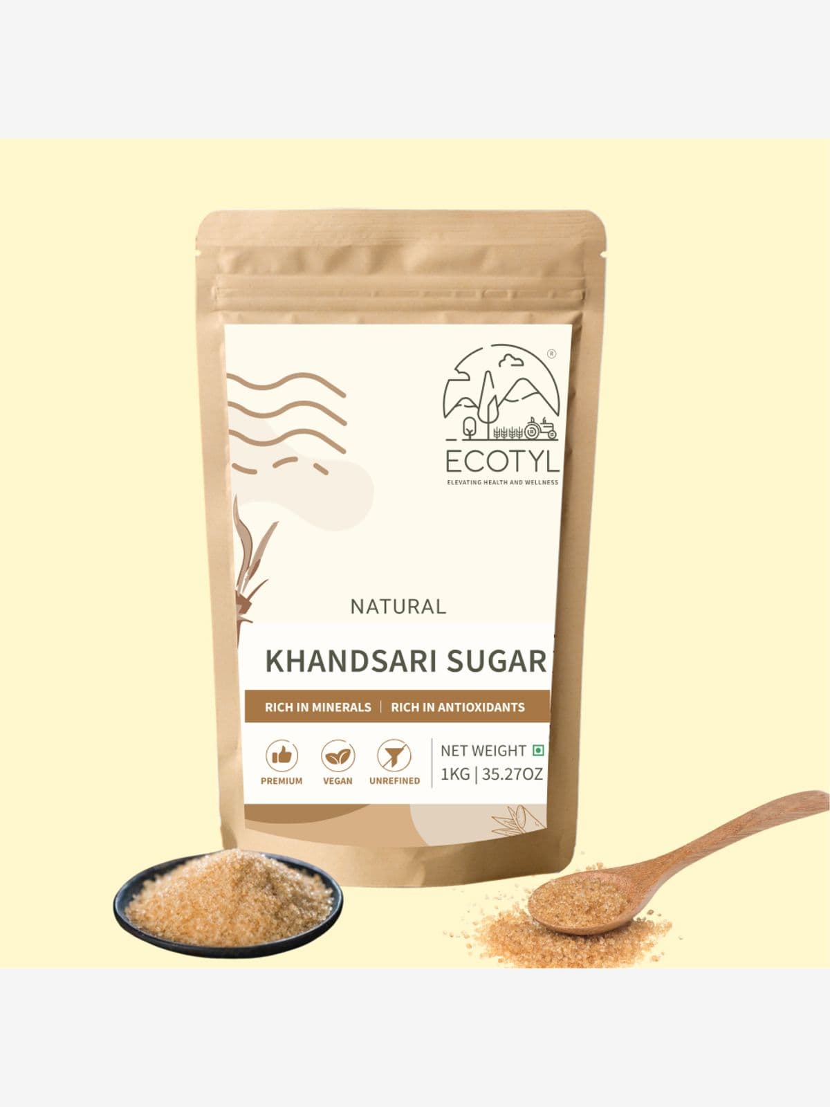 Ecotyl Khandsari Sugar | Unrefined Natural Sweetener | Rich in Minerals | 1kg