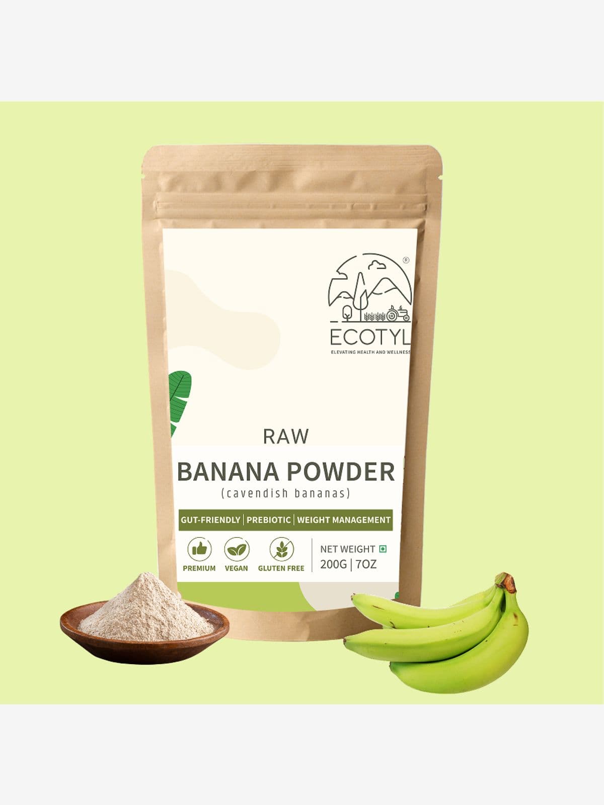 Ecotyl Raw Banana Powder | Prebiotic Superfood | Supports Gut Health | 200g